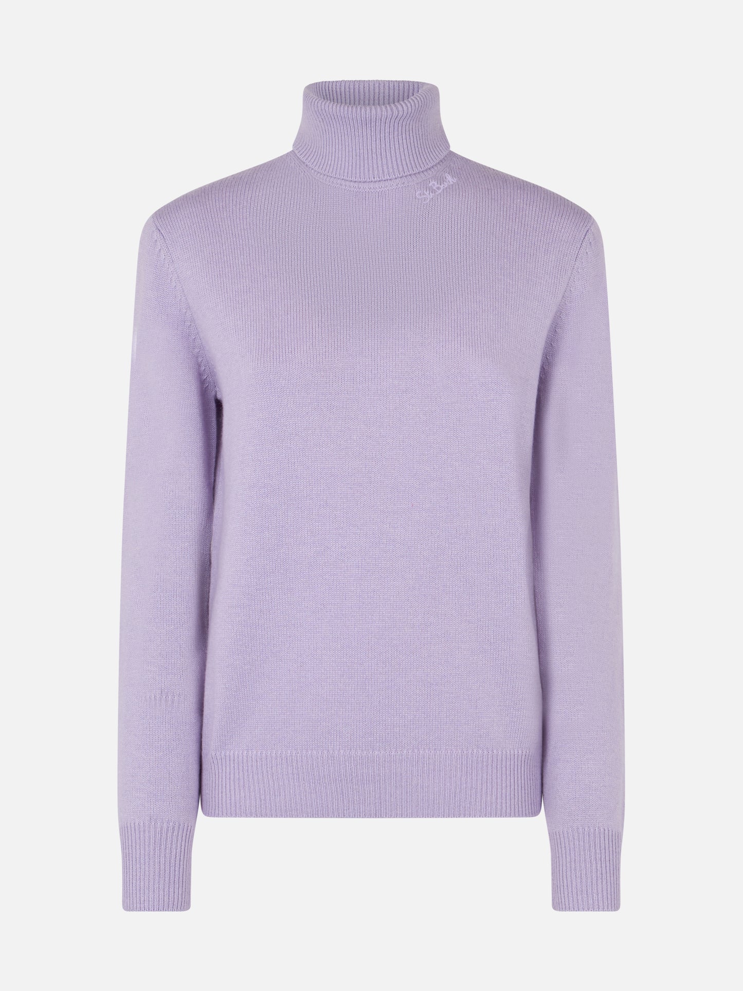 Woman lilac cashmere blend turtleneck sweater Moody - MC2 Saint Barth