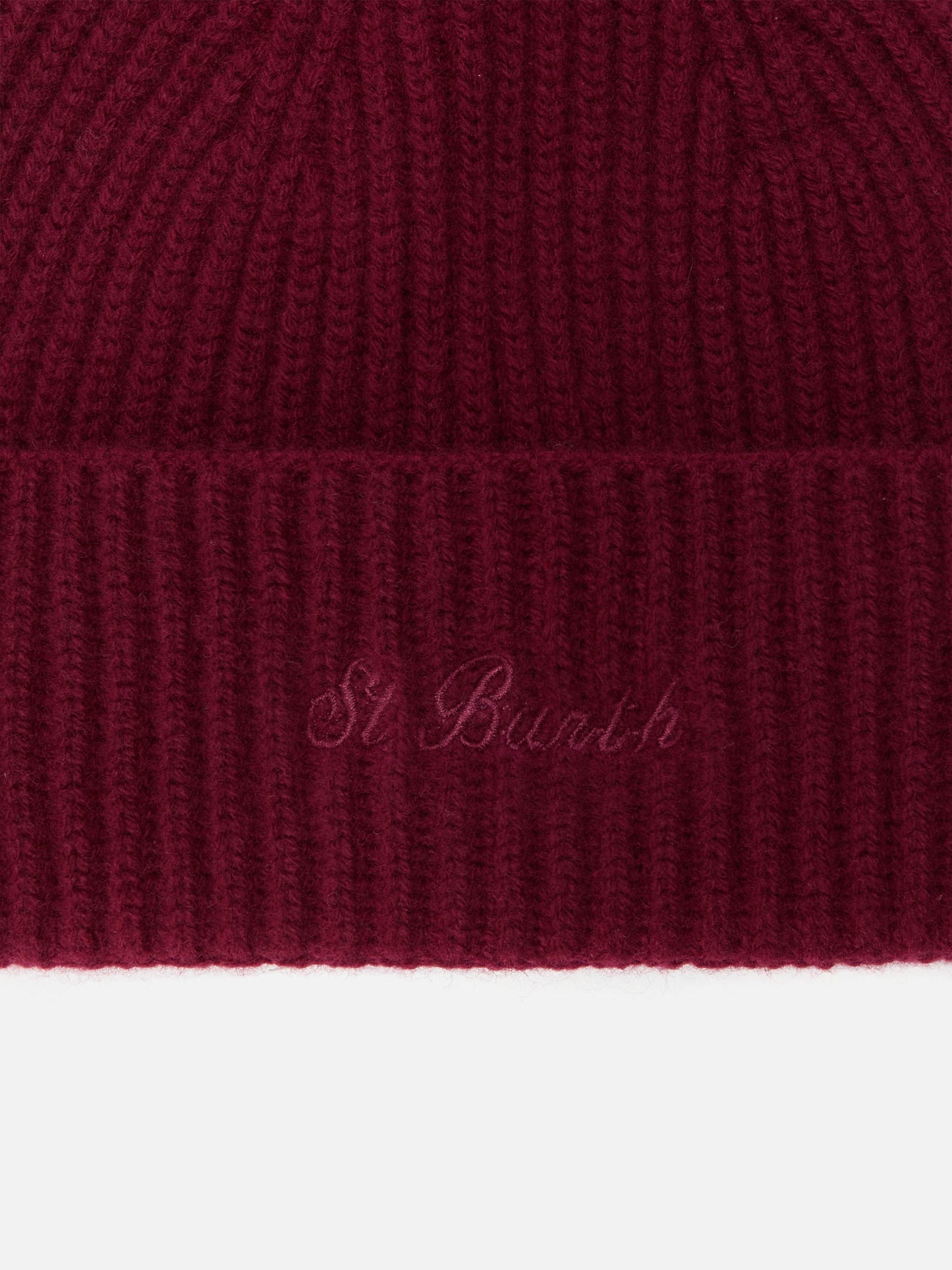 Moss Beanie in burgundy 100% WOOL with St. Barth embroidery