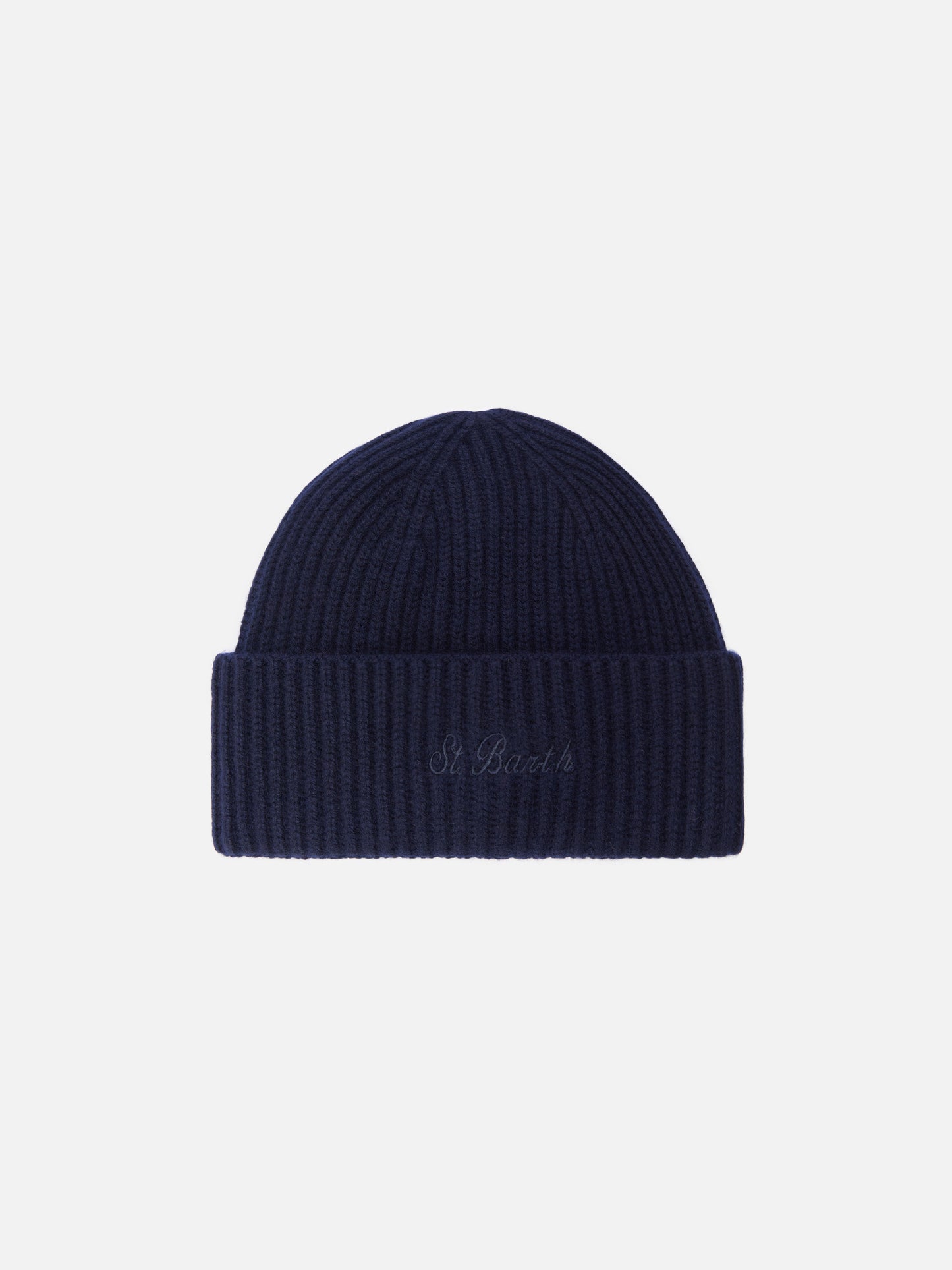 Moss Beanie in midnight blue 100% WOOL with St. Barth embroidery