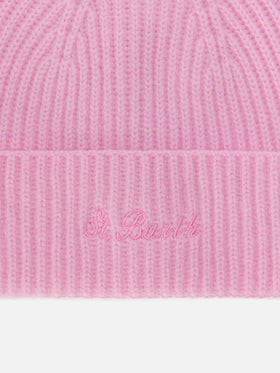Moss Beanie in pink 100% WOOL with St. Barth embroidery