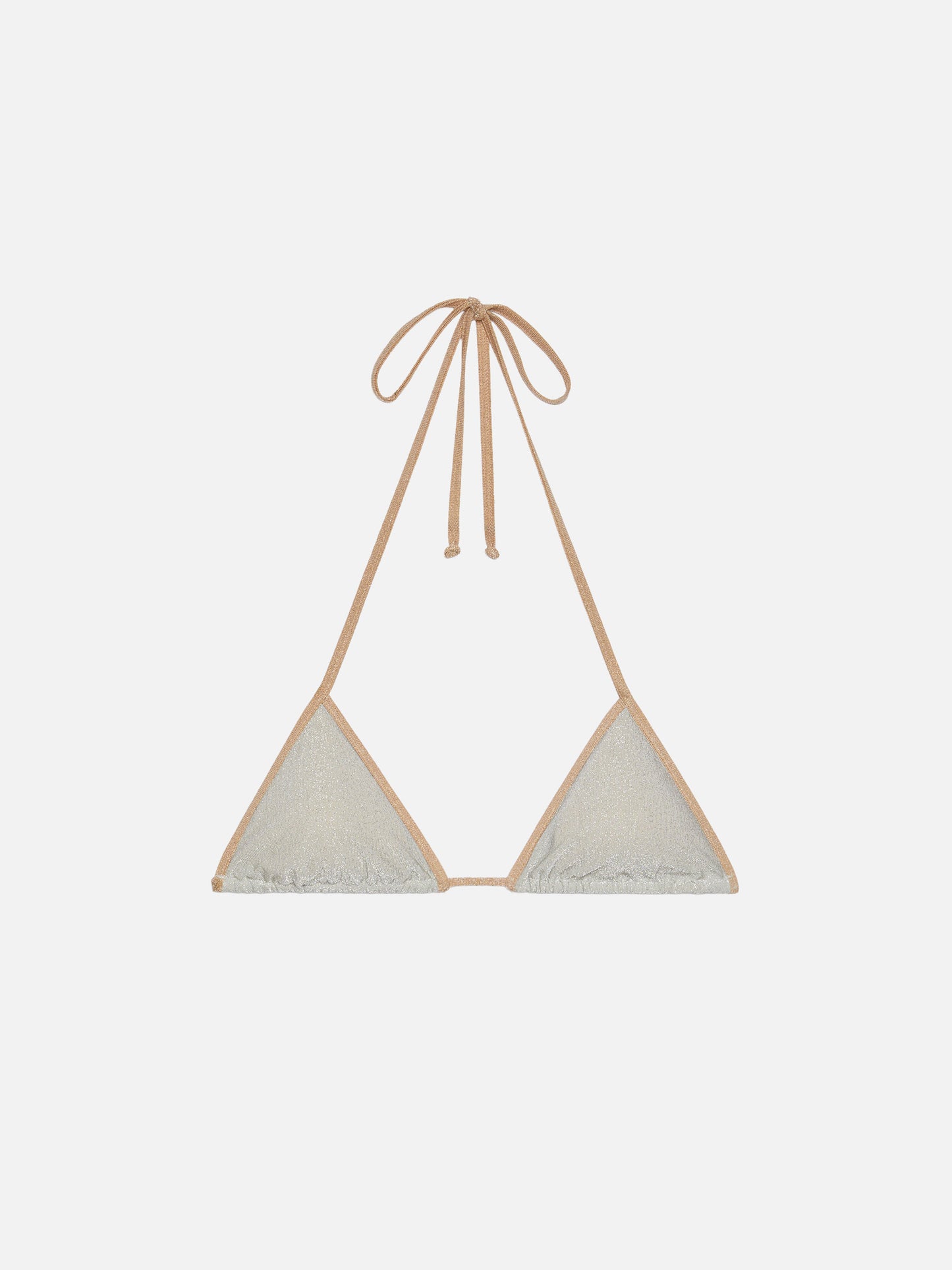 Leah top triangolo in lurex color argento con profilo oro