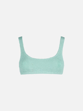 Naima sage green crinkle classic bralette top