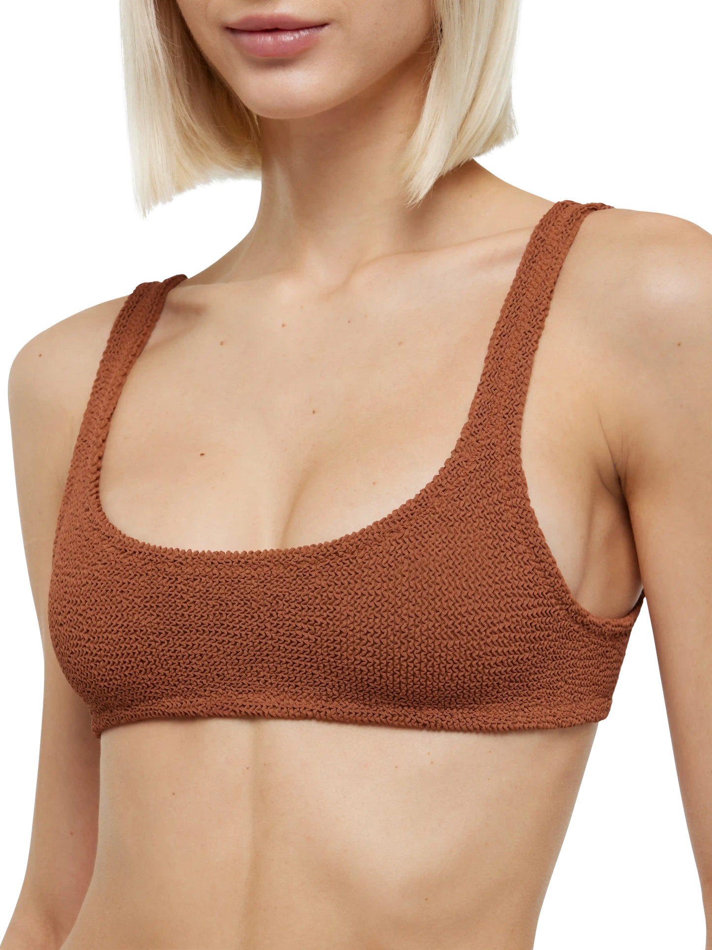 Naima camel brown crinkle classic bralette top - MC2 Saint Barth