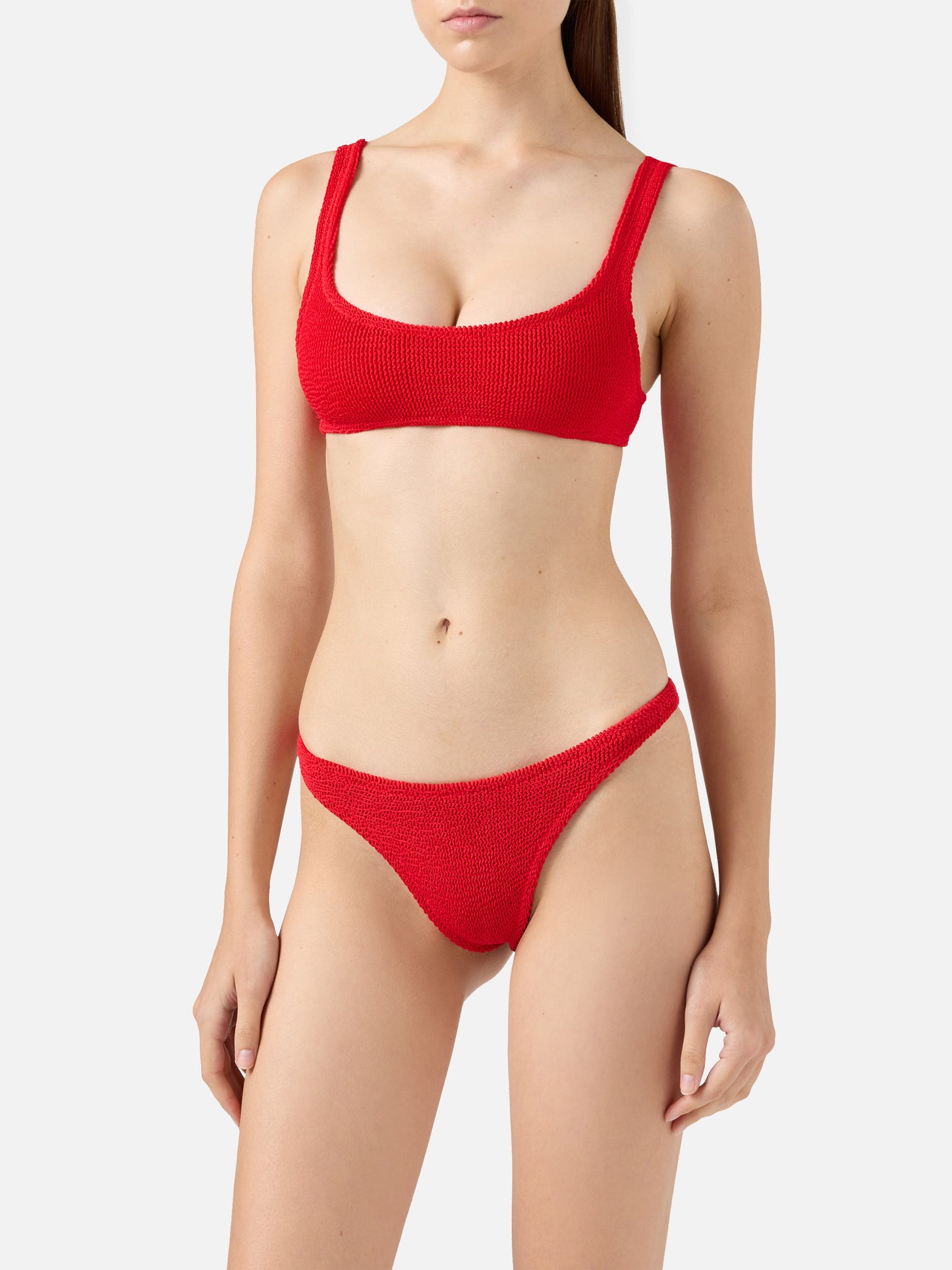 Naima Naomi crinkle bralette bikini in red