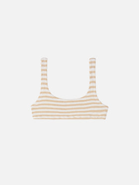 Naima bralette crinkle con stampa rigata beige