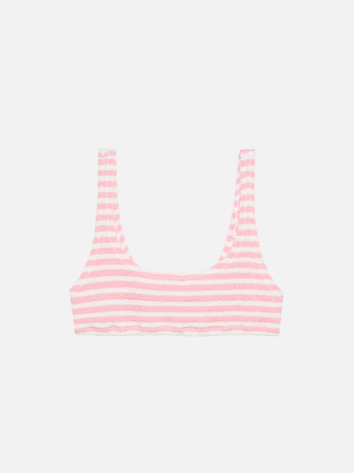 Naima crinkle classic bralette top with striped print - MC2 Saint Barth