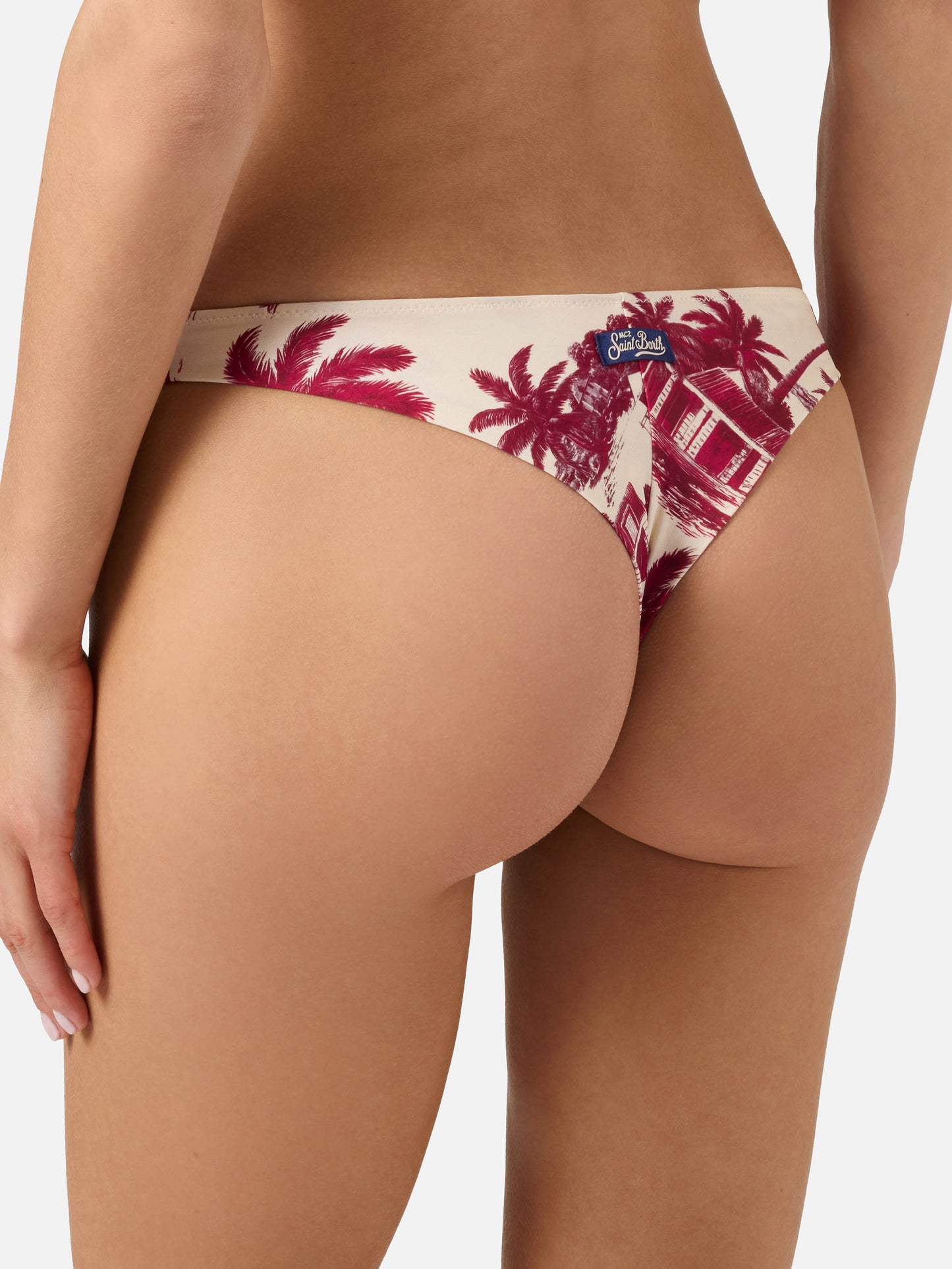 Bikini Leah Naomi bordeaux toile de Jouy