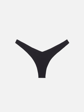 Black ribbed cheeky swim briefs
