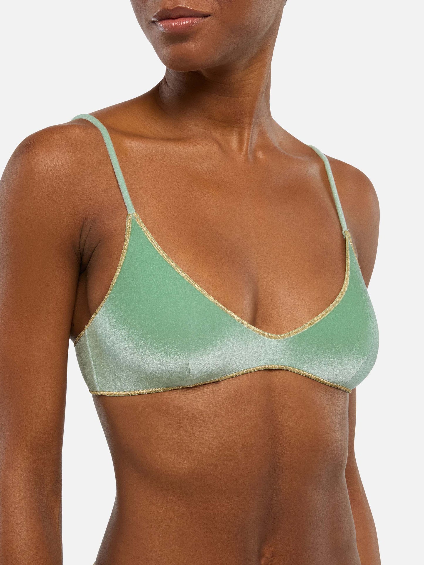 Paloma sage green velvet scoop bralette
