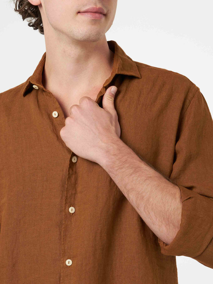 Man camel linen shirt Pamplona - MC2 Saint Barth