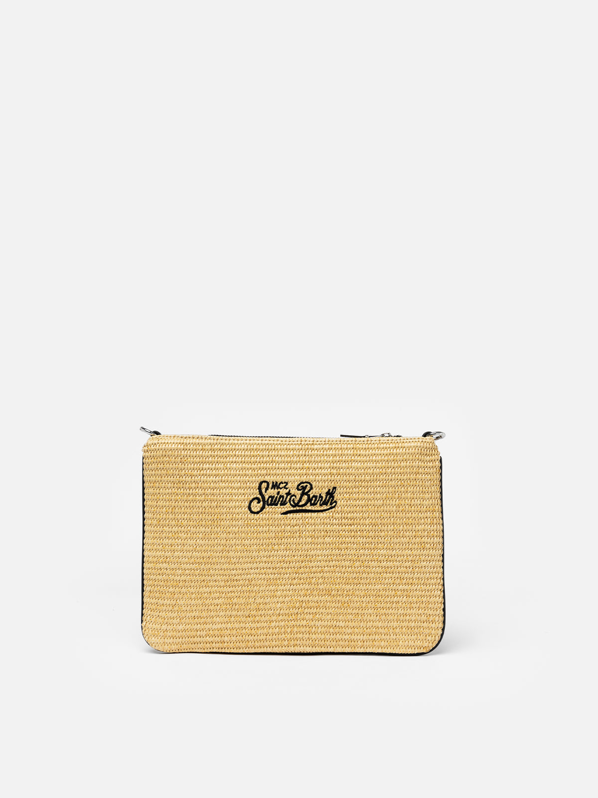 Pouch Parisienne in paglia con ricamo Miami