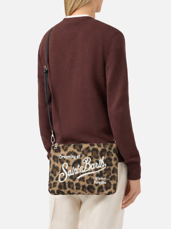 Borsa crossbody Parisienne Felt in misto lana leopardata