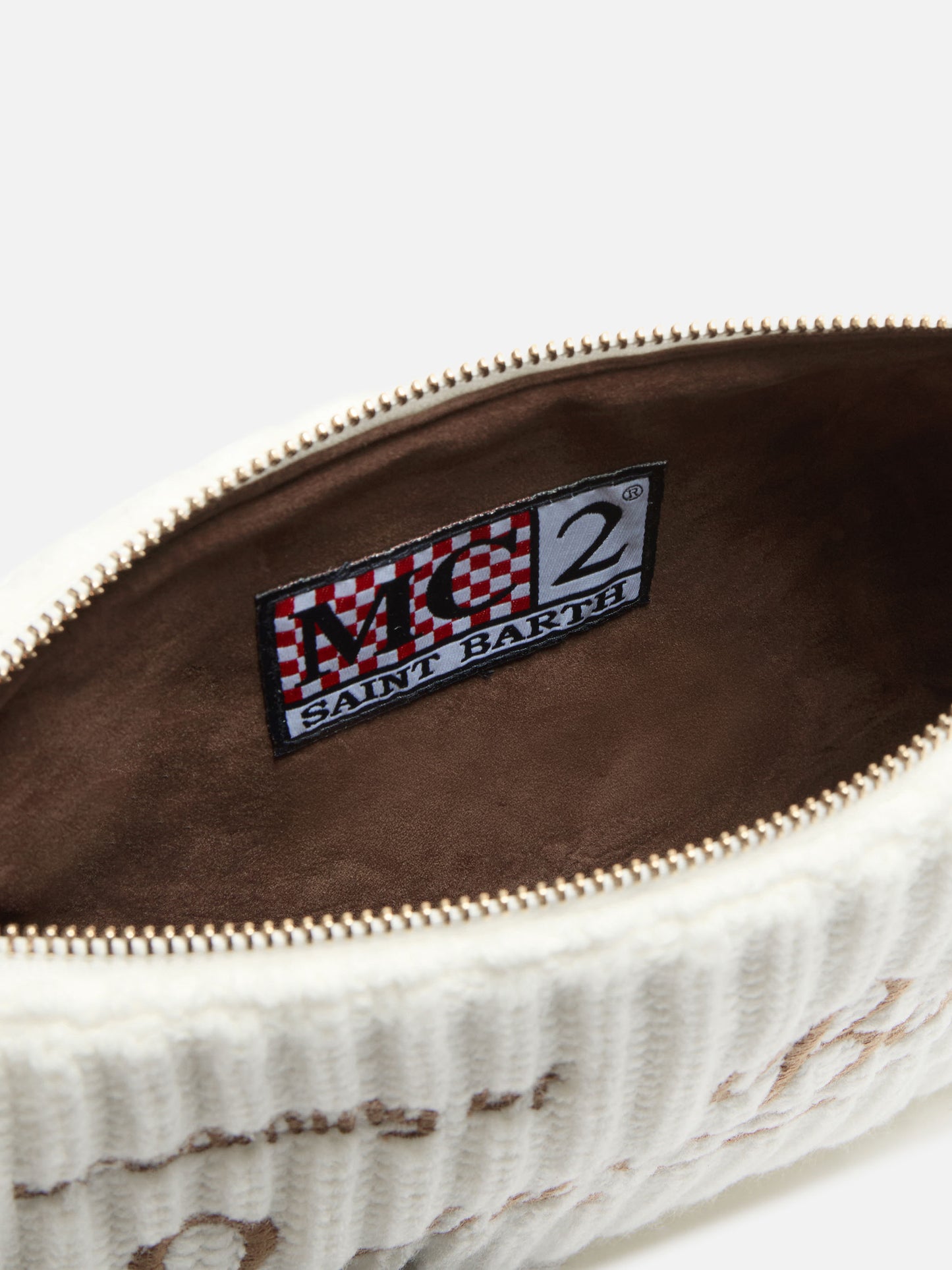 Parisienne Wool Rib Crossbody Bag in white ribbed wool blend