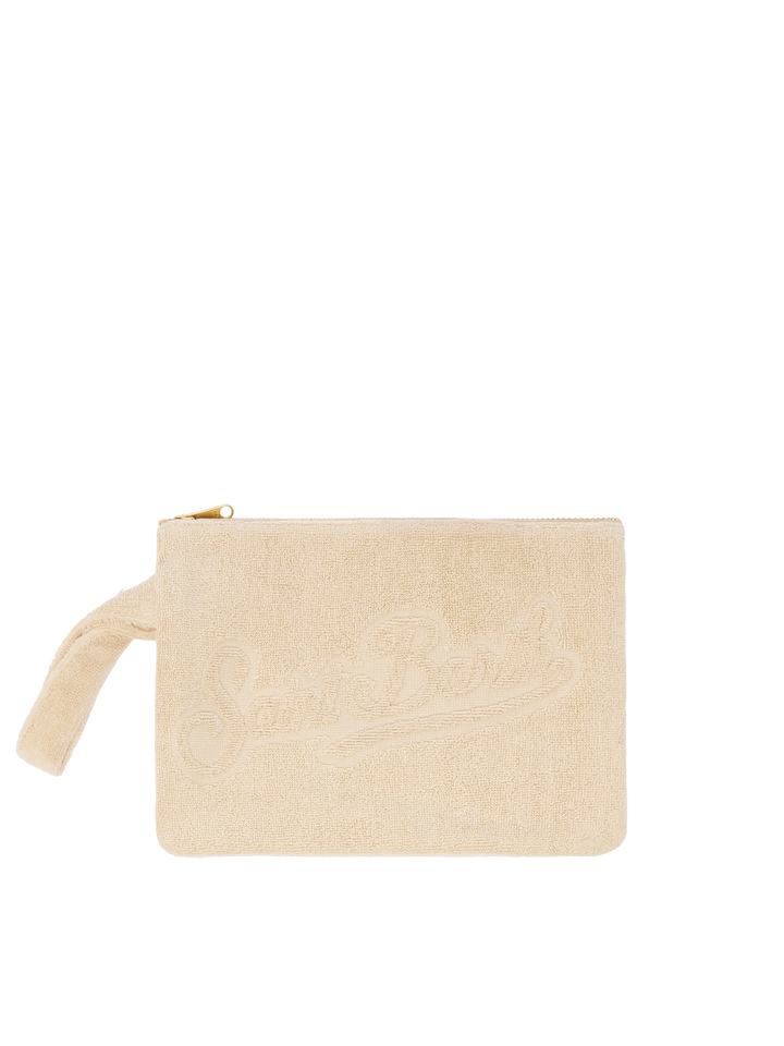 Beige Pareasy pochette with jacquard Saint Barth logo