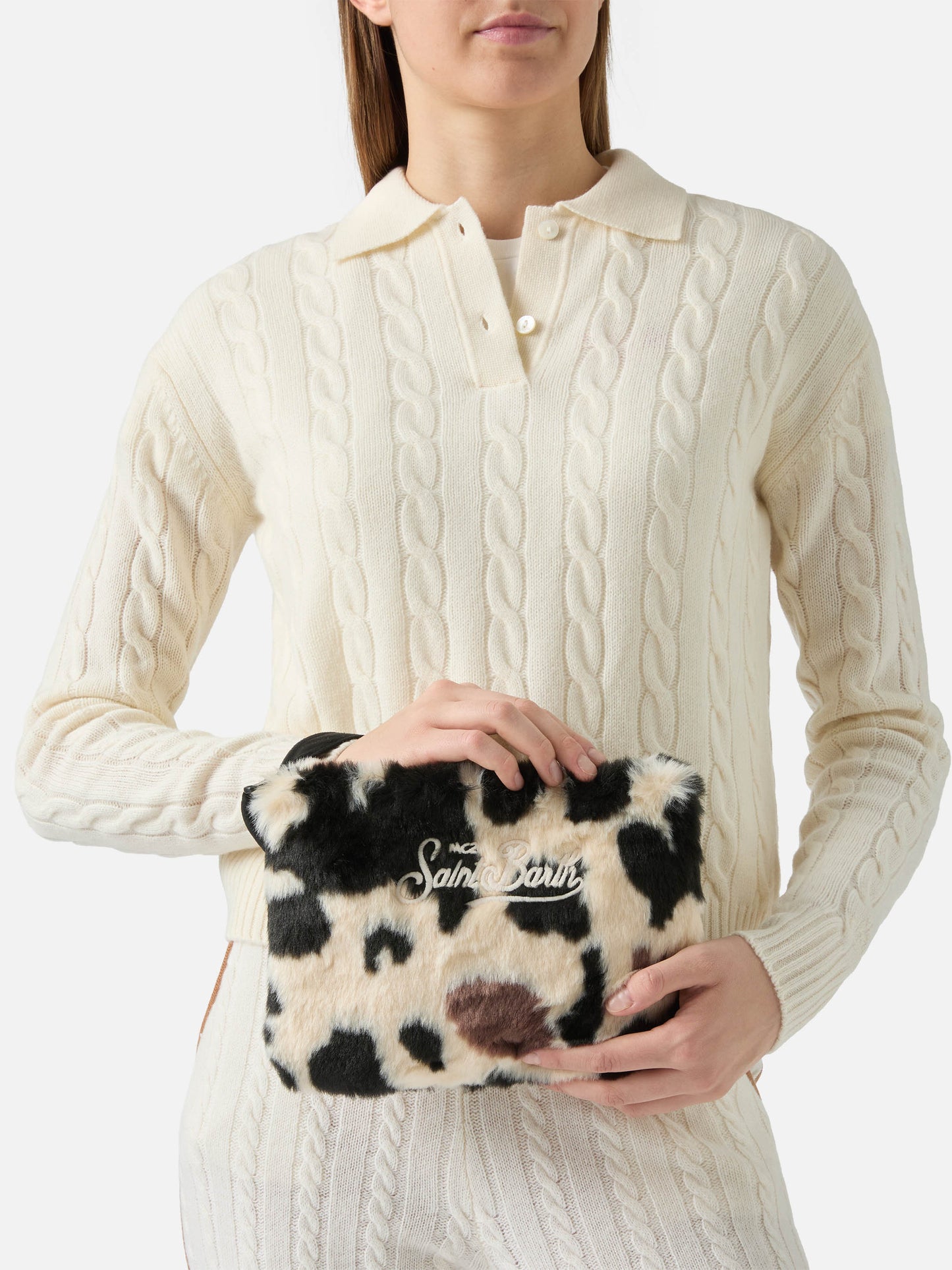 Pareasy Pouch in cow-print faux fur