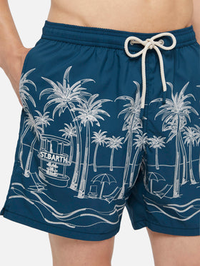 Mid-length swim shorts Patmos The Riviera with embroidery - MC2 Saint Barth