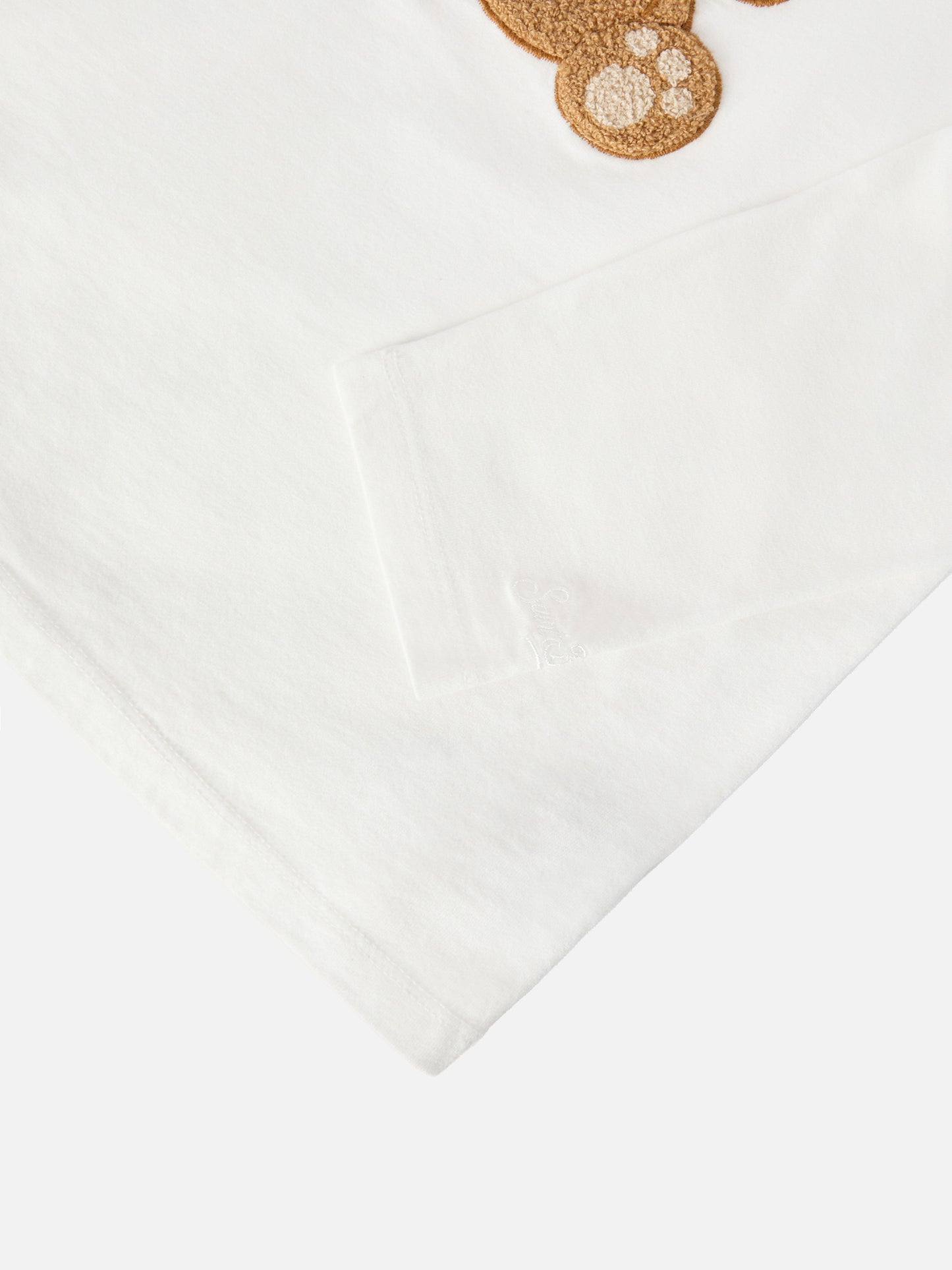 Penny Langarm-T-Shirt aus Baumwolle in Weiß mit Trudi-Bären-Frottee-Applikation | TRUDI SONDEREDITION