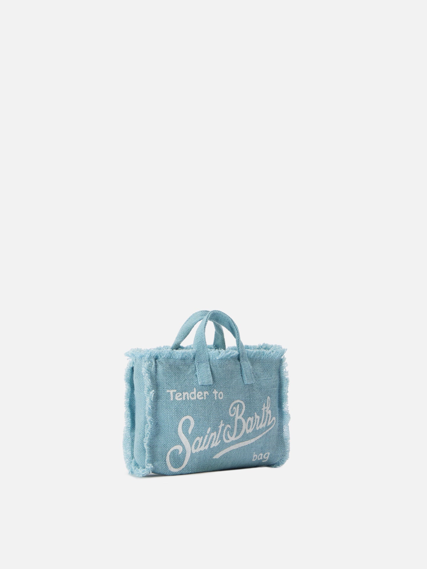 micro Phone solid light blue linen bag with contrasting logo