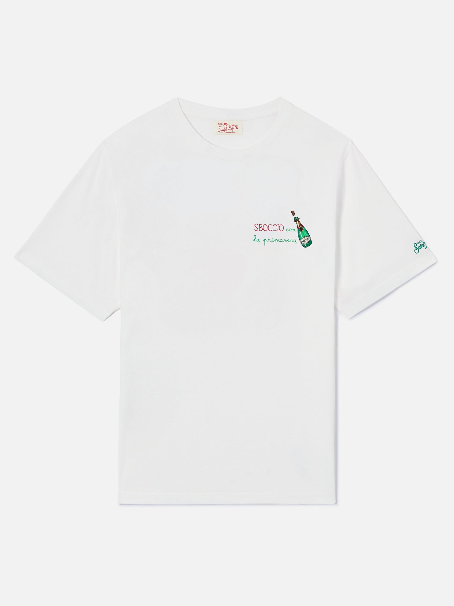 T-shirt Portofino blanc avec broderie Sboccio Con La Primavera