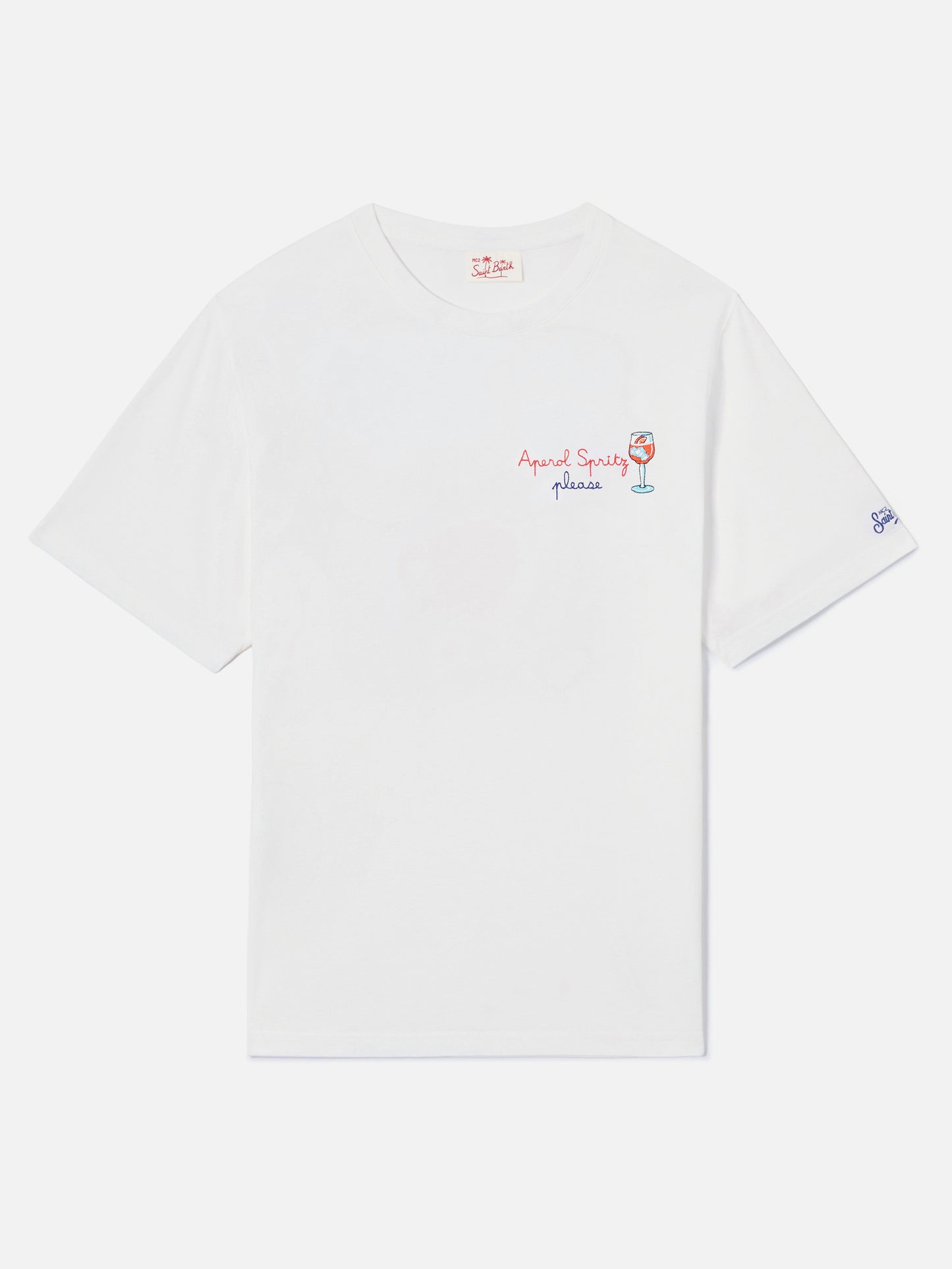 Camiseta Portofino blanca con bordado Aperol Spritz Please | Edición especial