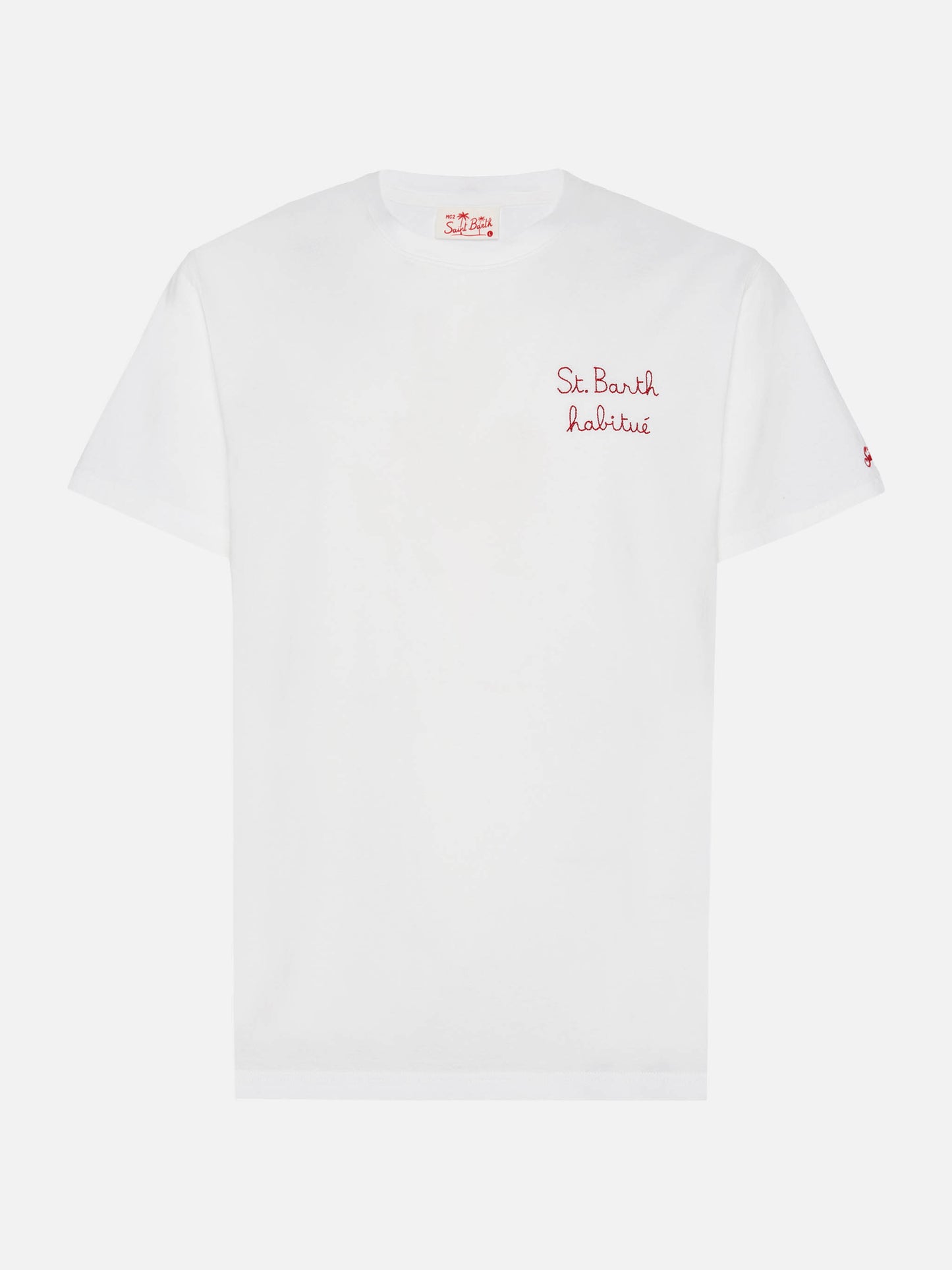 Camiseta de punto de algodón Portofino con bordado St. Barth habituè
