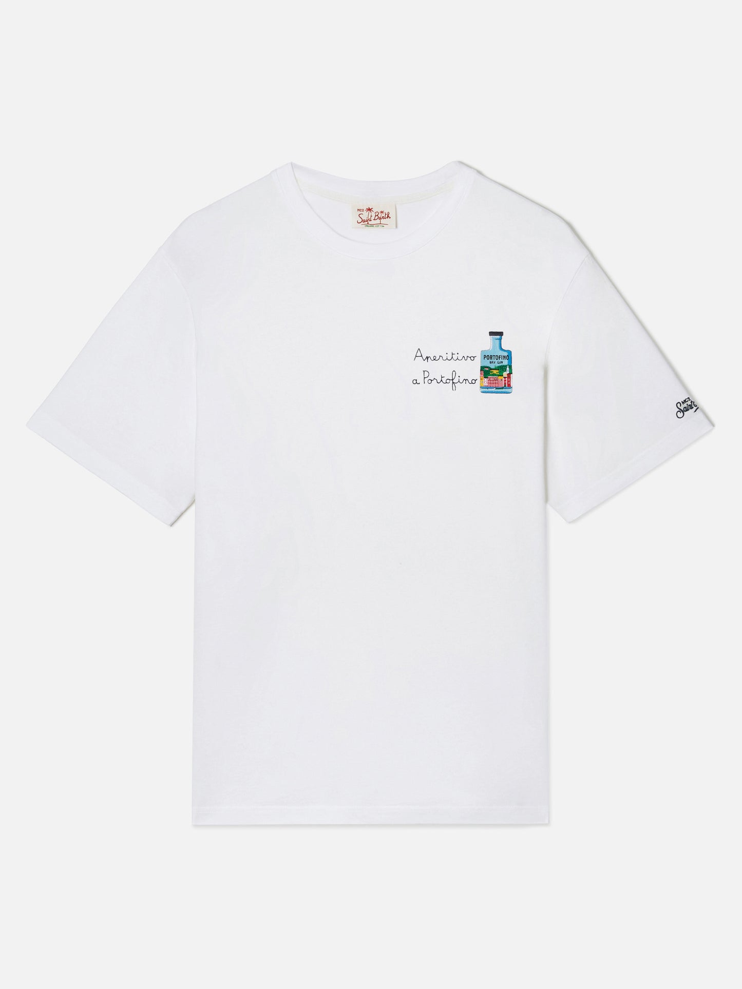 T-shirt Portofino bianca con ricamo Aperitivo A Portofino | Special Edition