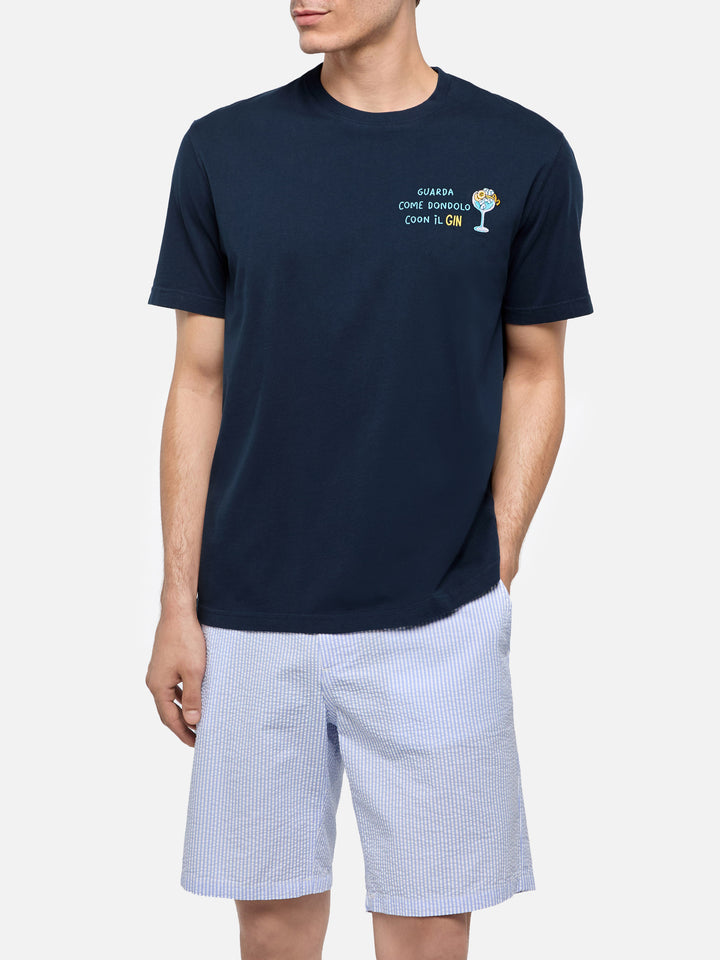 Classic fit cotton jersey t-shirt Portofino with Dondolo con il Gin embroidery - MC2 Saint Barth