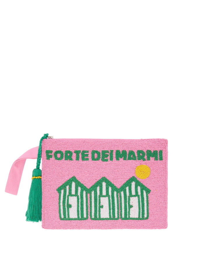 Pearl Pouch con design cartolina Forte dei Marmi in perline