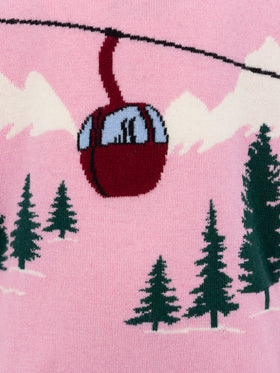 Girl pink crewneck sweater Princess with Courma postcard print - MC2 Saint Barth