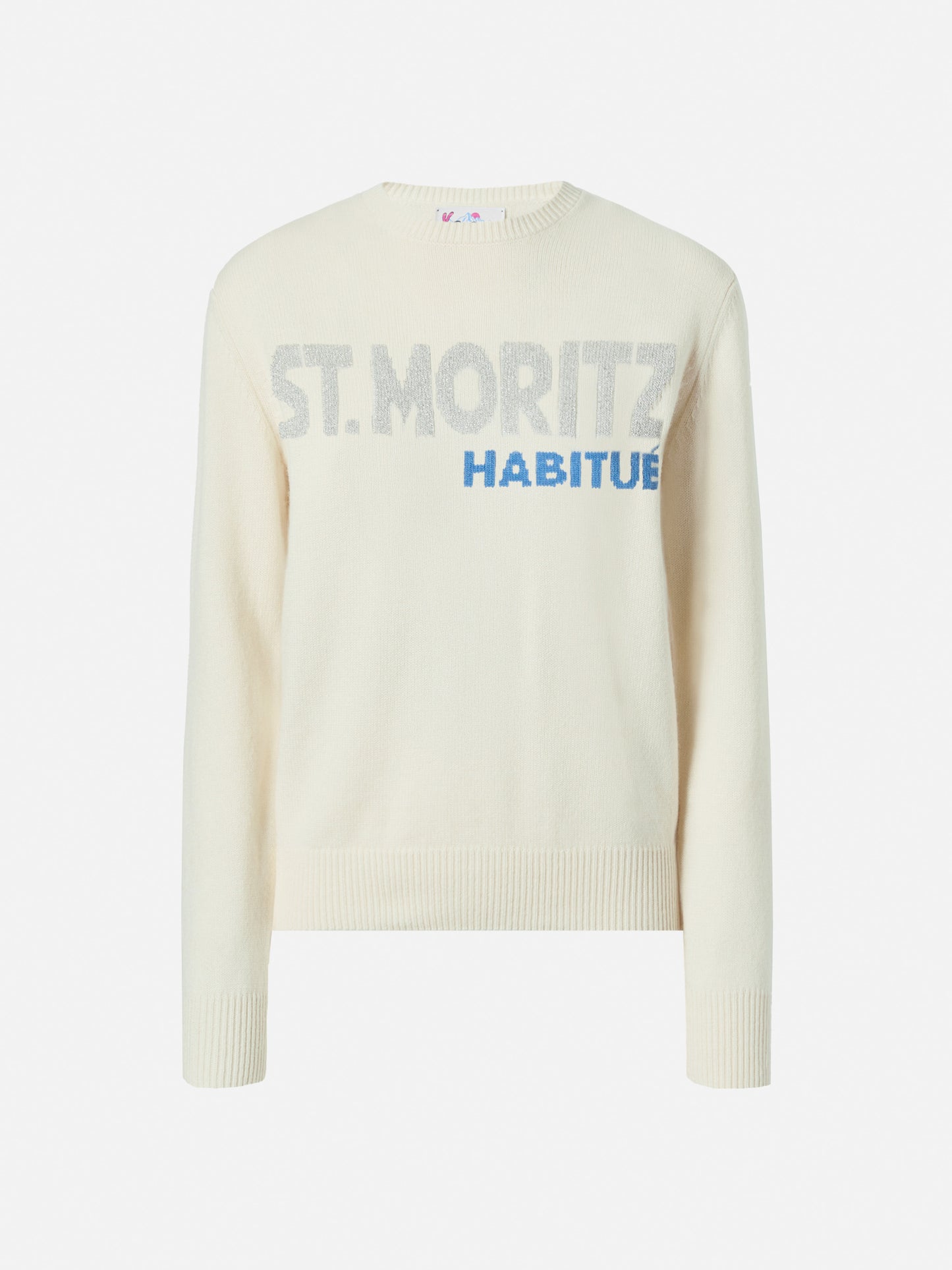 New Queen crewneck with St. Moritz habituè lurex jacquard