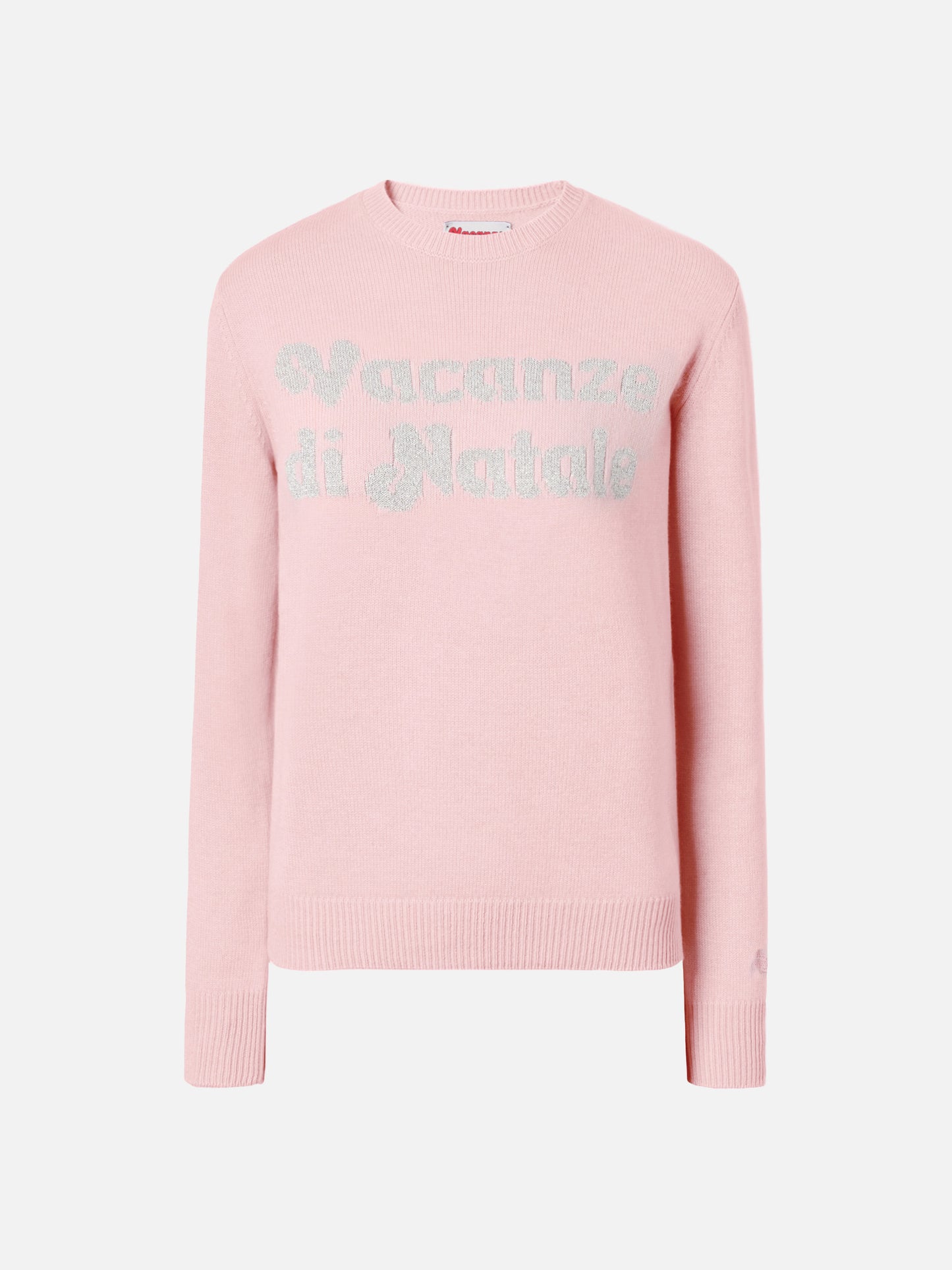 New Queen-Pullover aus Kaschmirmischung in Rosa mit Lurex-Jacquard von Vacanze di Natale | VACANZE DI NATALE SONDERAUSGABE