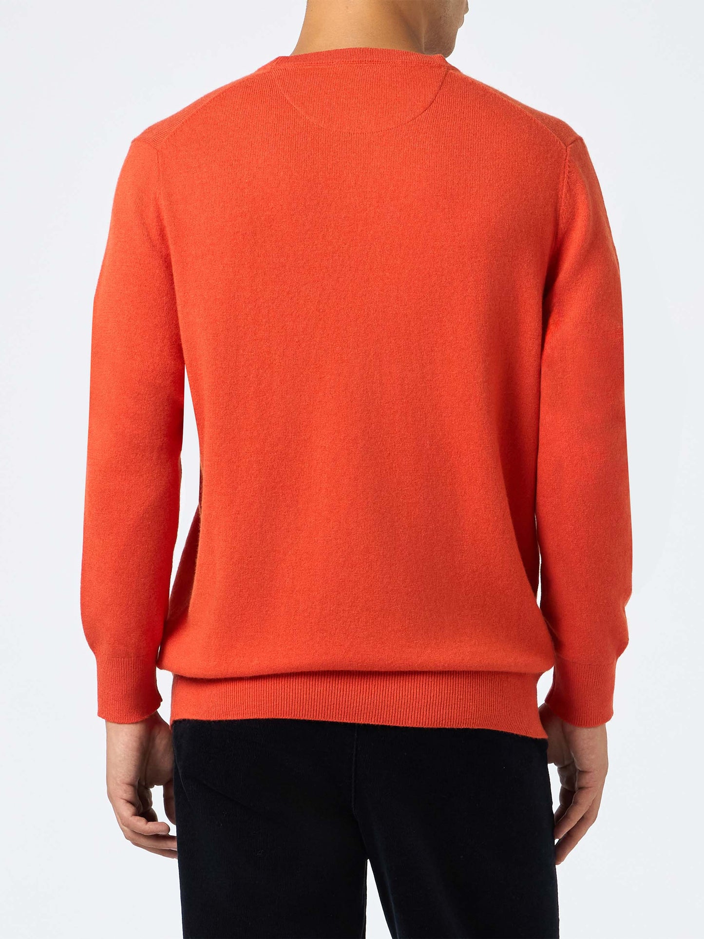 Man orange cashmere blend crewneck sweater Regent - MC2 Saint Barth