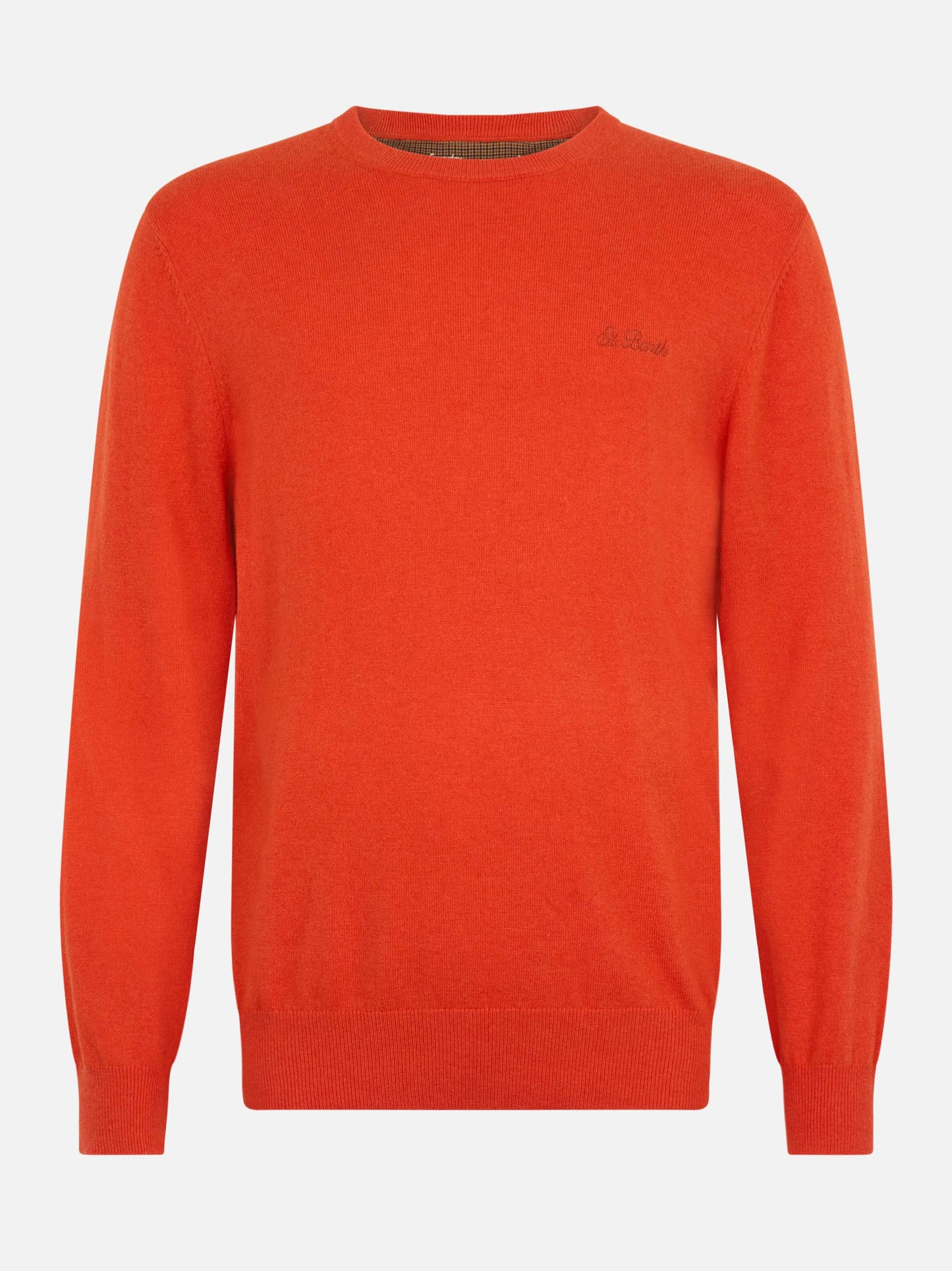 Man orange cashmere blend crewneck sweater Regent - MC2 Saint Barth