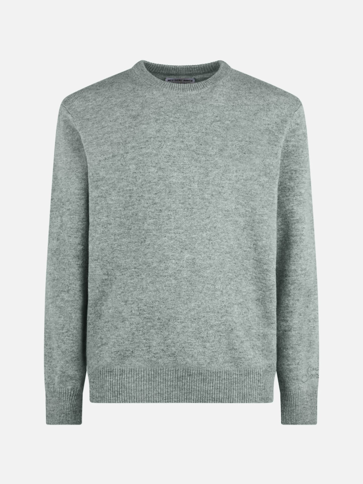 Regent crewneck sweater in melange grey 100% CASHMERE