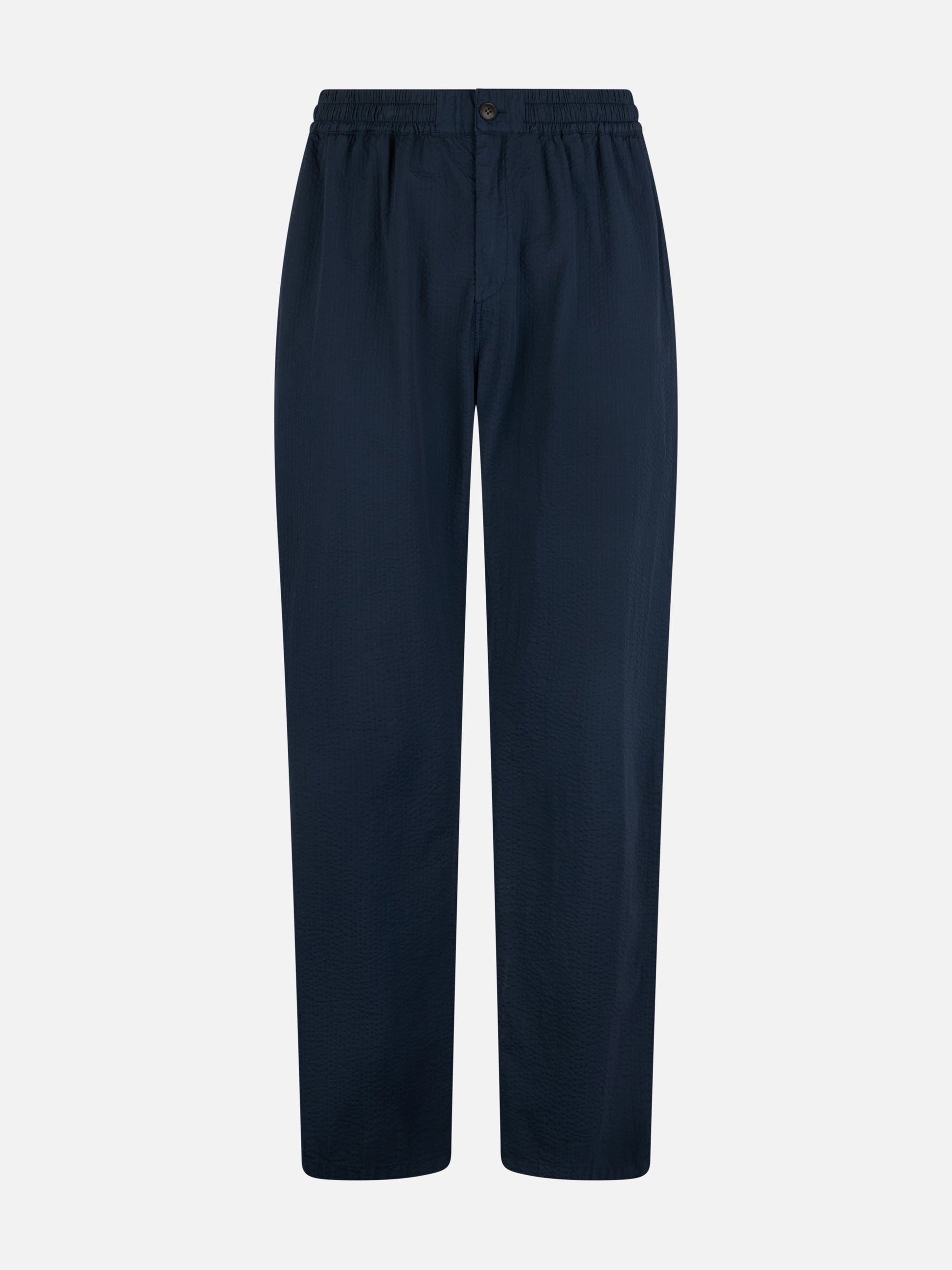 Man navy blue seersucker cotton pants Relais - MC2 Saint Barth