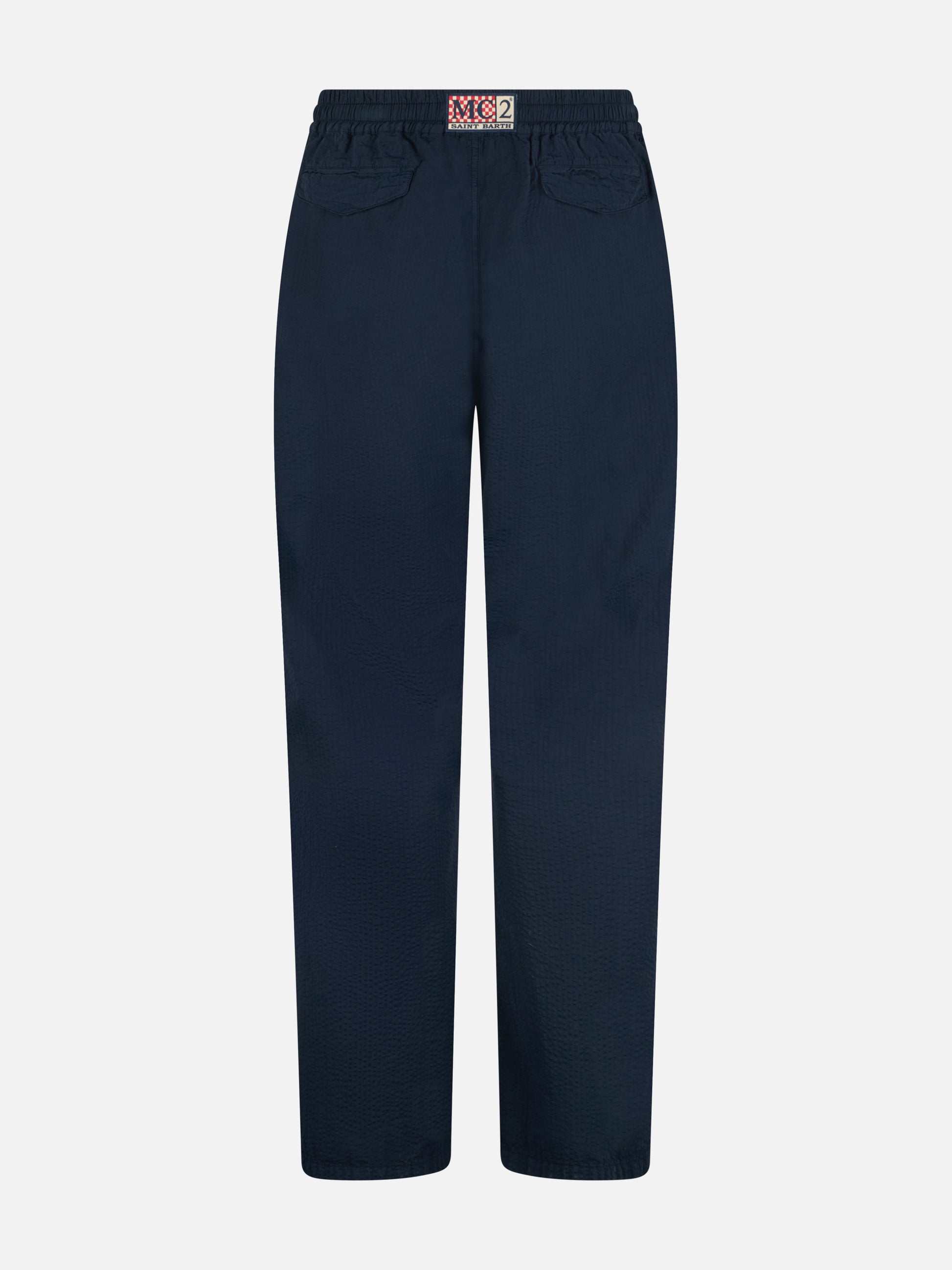 Man navy blue seersucker cotton pants Relais - MC2 Saint Barth