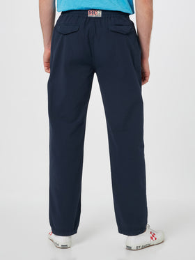 Man navy blue seersucker cotton pants Relais - MC2 Saint Barth
