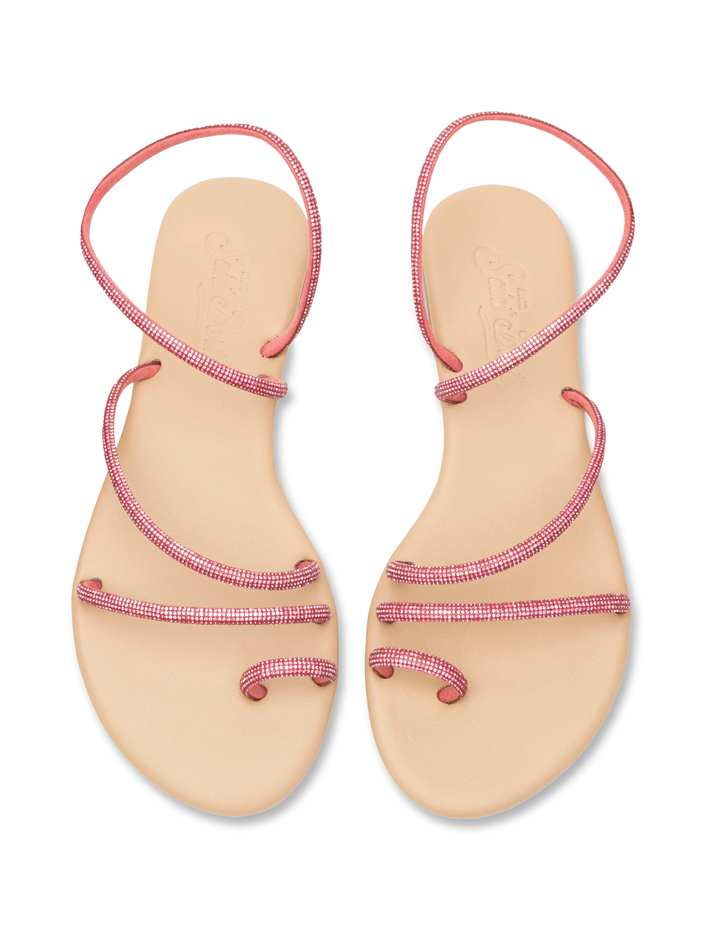 Flat Ring Sandals with fuchsia rhinestones - MC2 Saint Barth