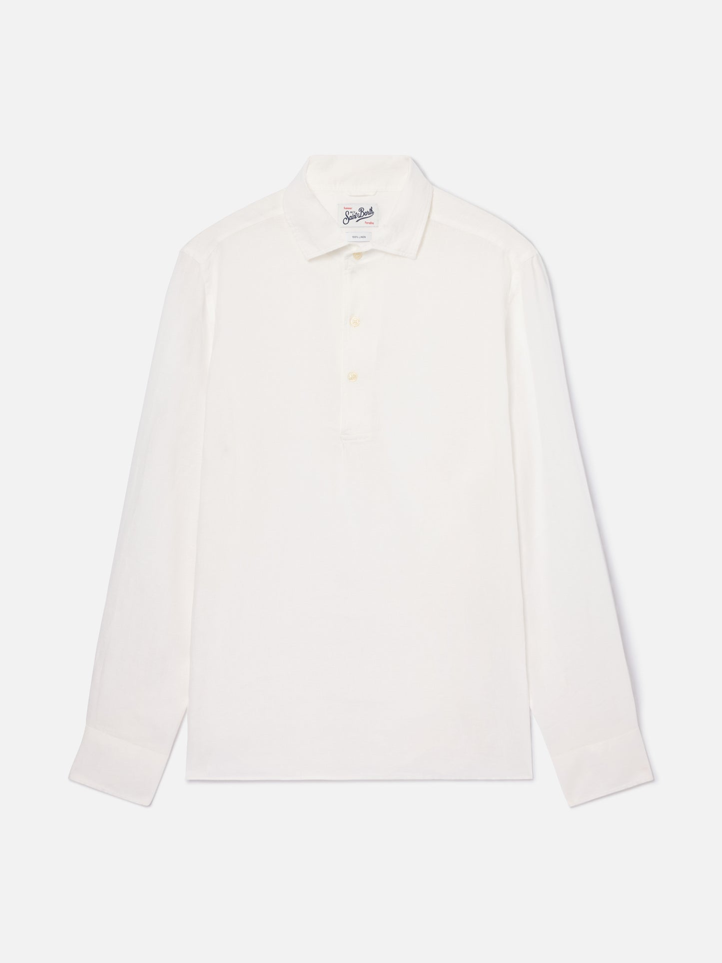 Polo Raphael de lino de manga larga blanco