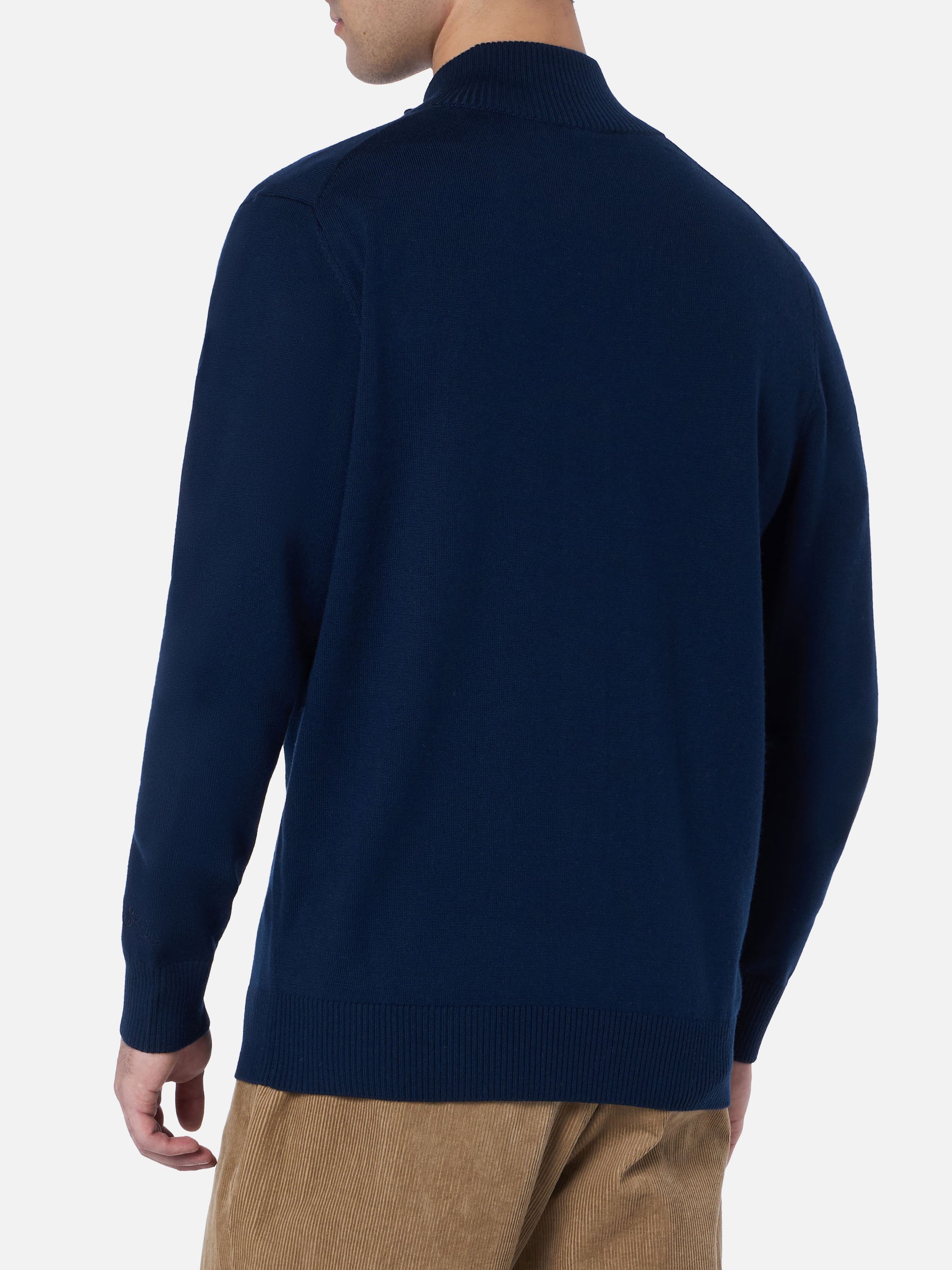 Man blue navy merino wool cardigan Savile - MC2 Saint Barth