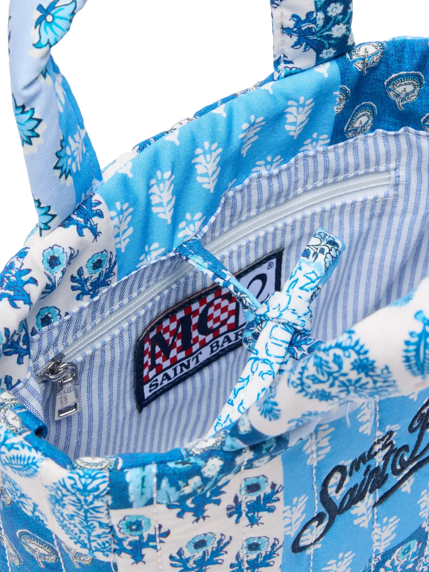 Blue flower quilted Soft Tote Mini bag - MC2 Saint Barth