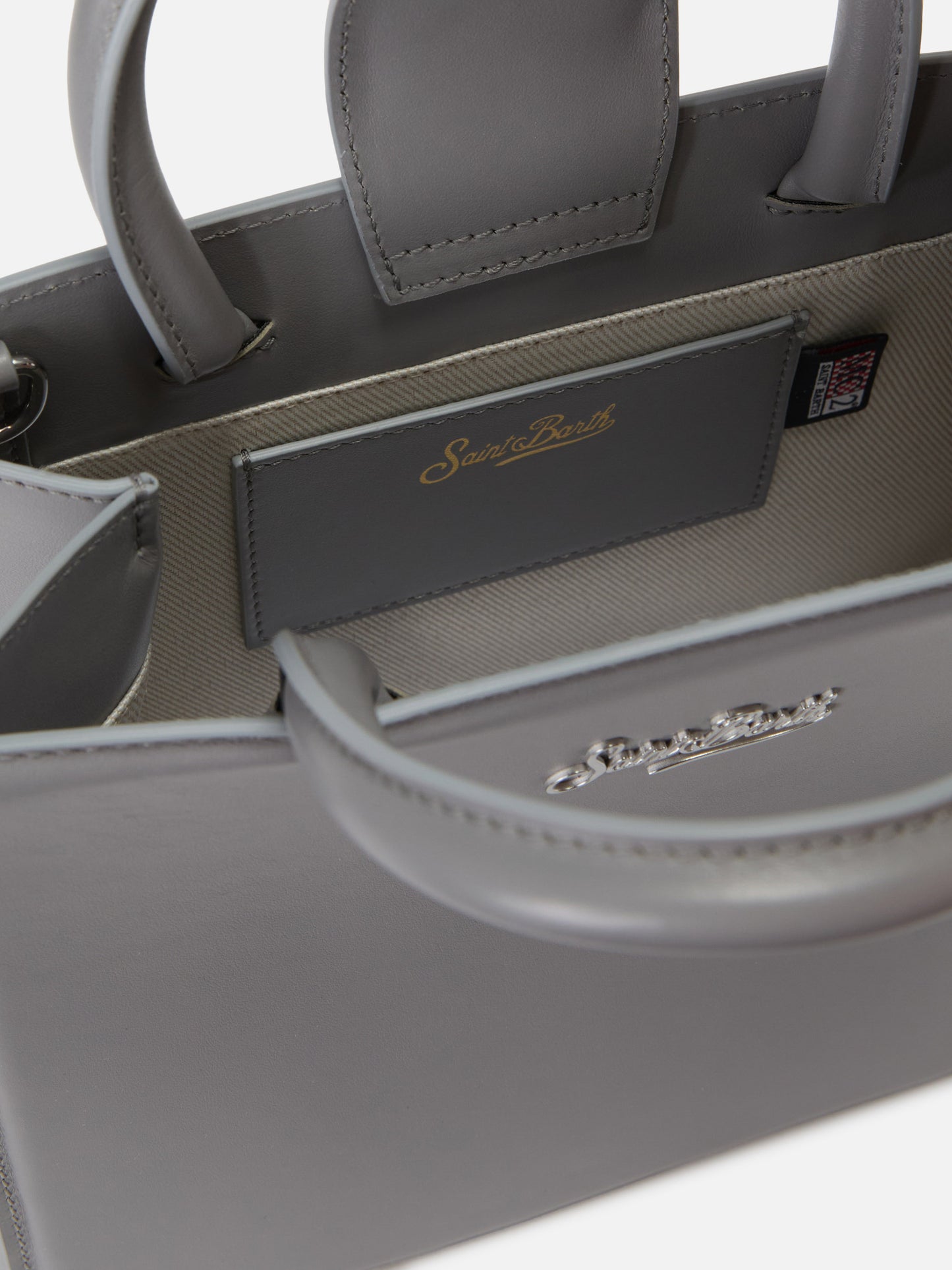 Borsa a mano Shop Bag Midi in pelle grigia