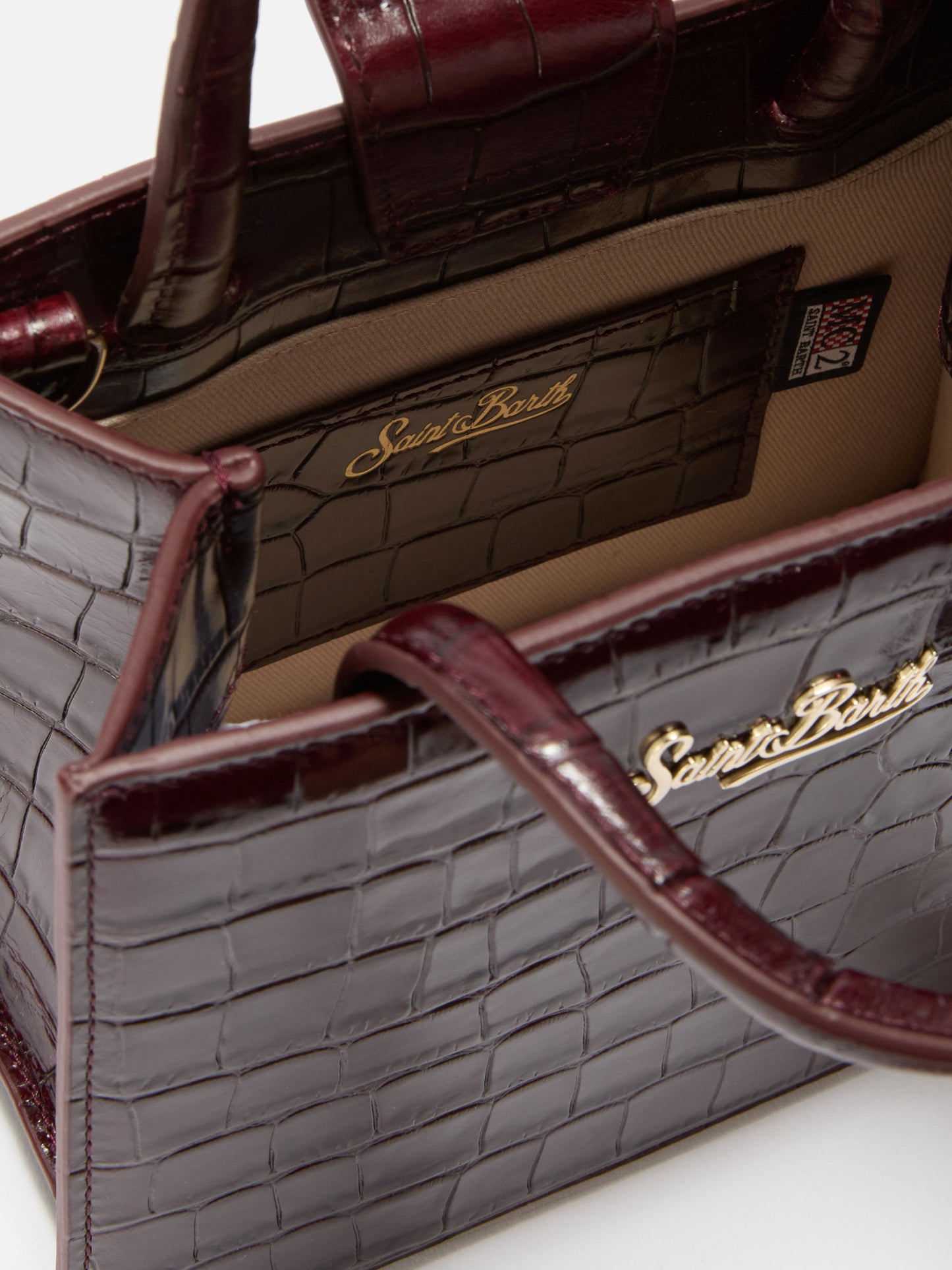 Borsa a mano Shop Bag Mini in pelle stampa cocco bordeaux