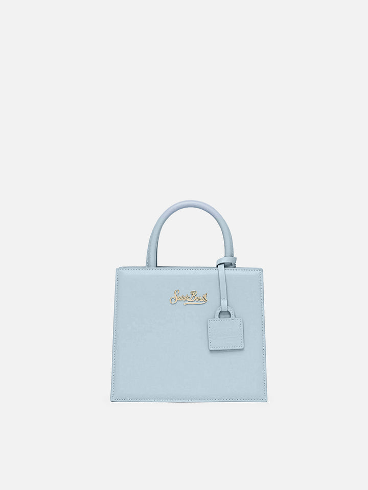 Shop Bag Mini in pelle azzurra
