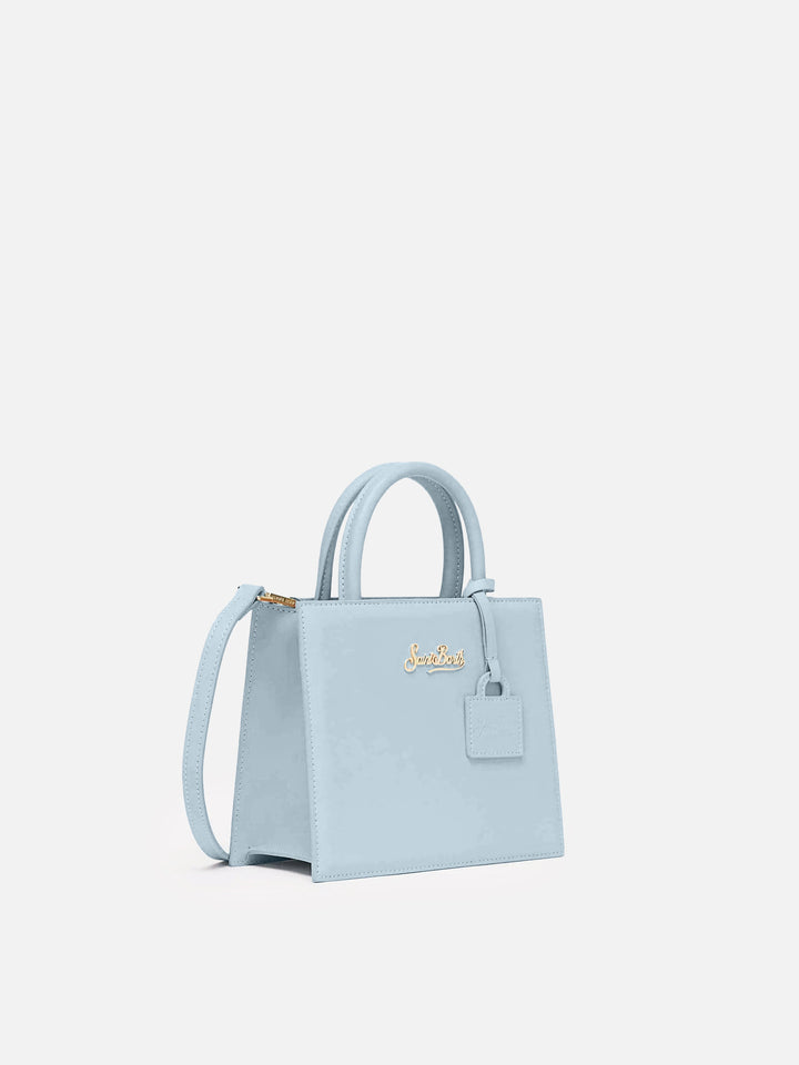 Shop Bag Mini in pelle azzurra