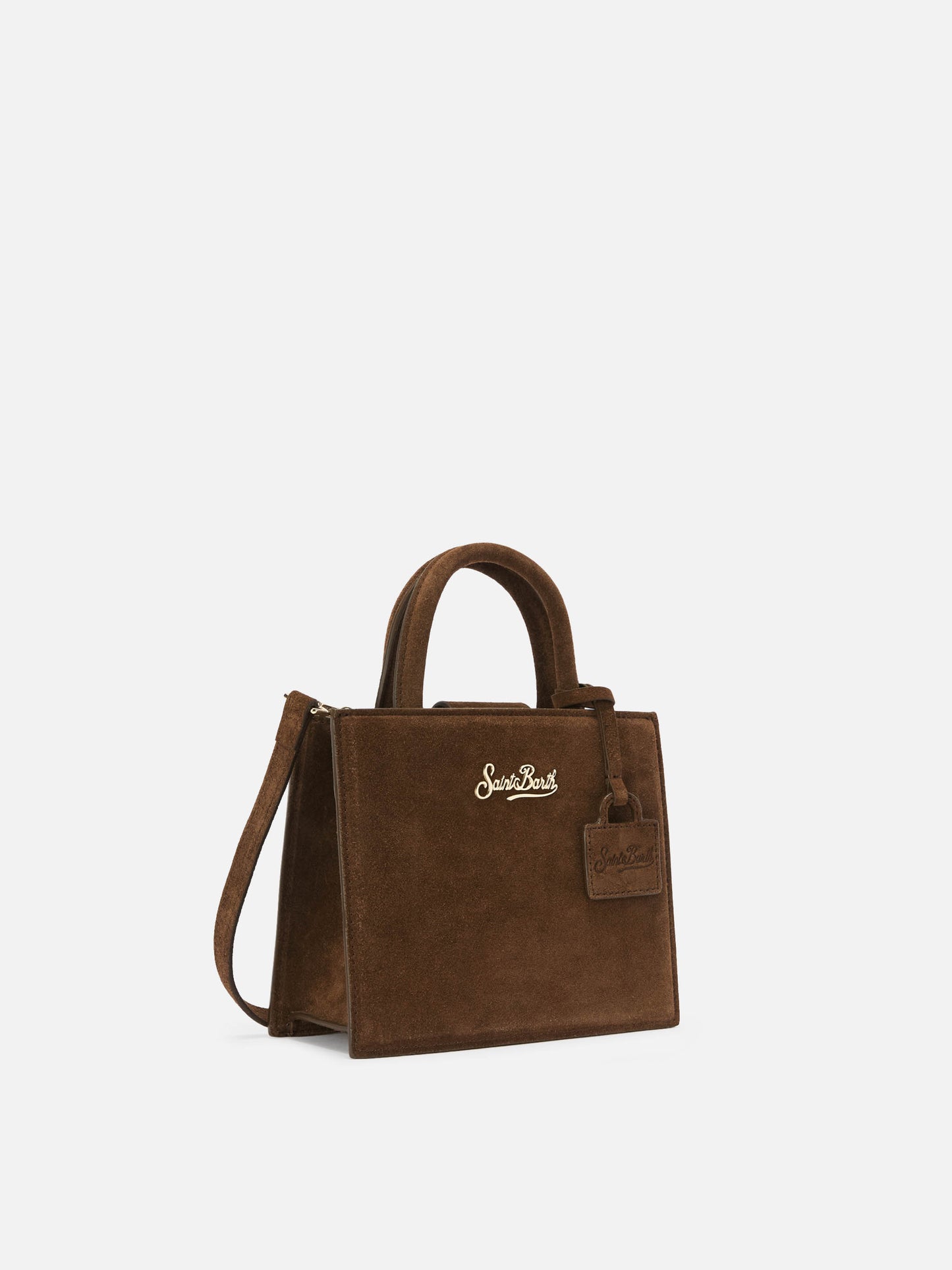 Borsa a mano Shop Bag Mini in pelle scamosciata marrone