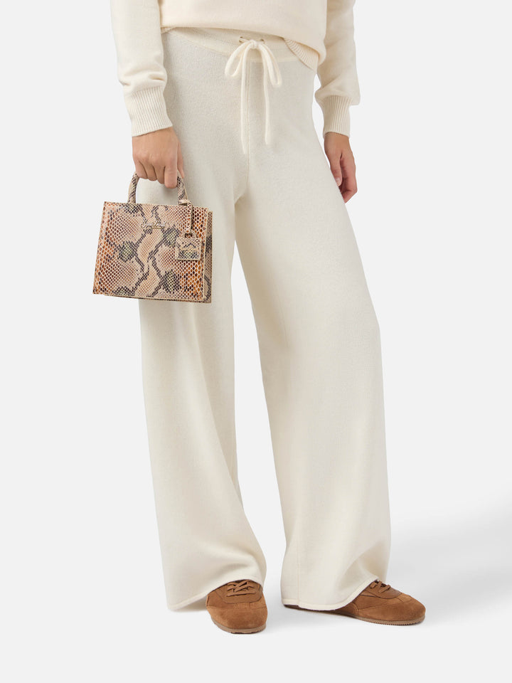 Borsa a mano Shop Bag Mini in pelle con stampa pitonata beige