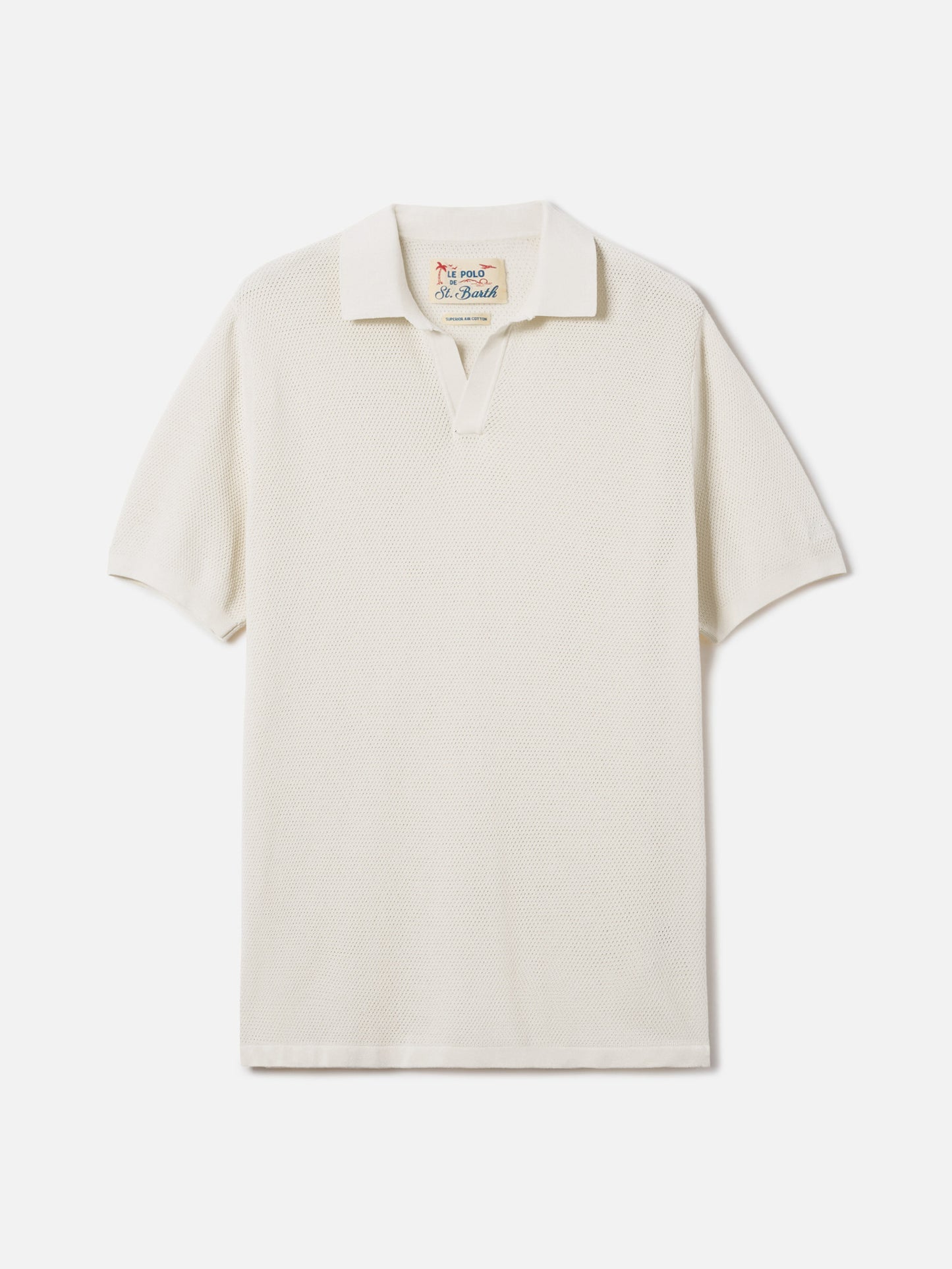 Sloan Mesh beige polo in premium high-twist cotton