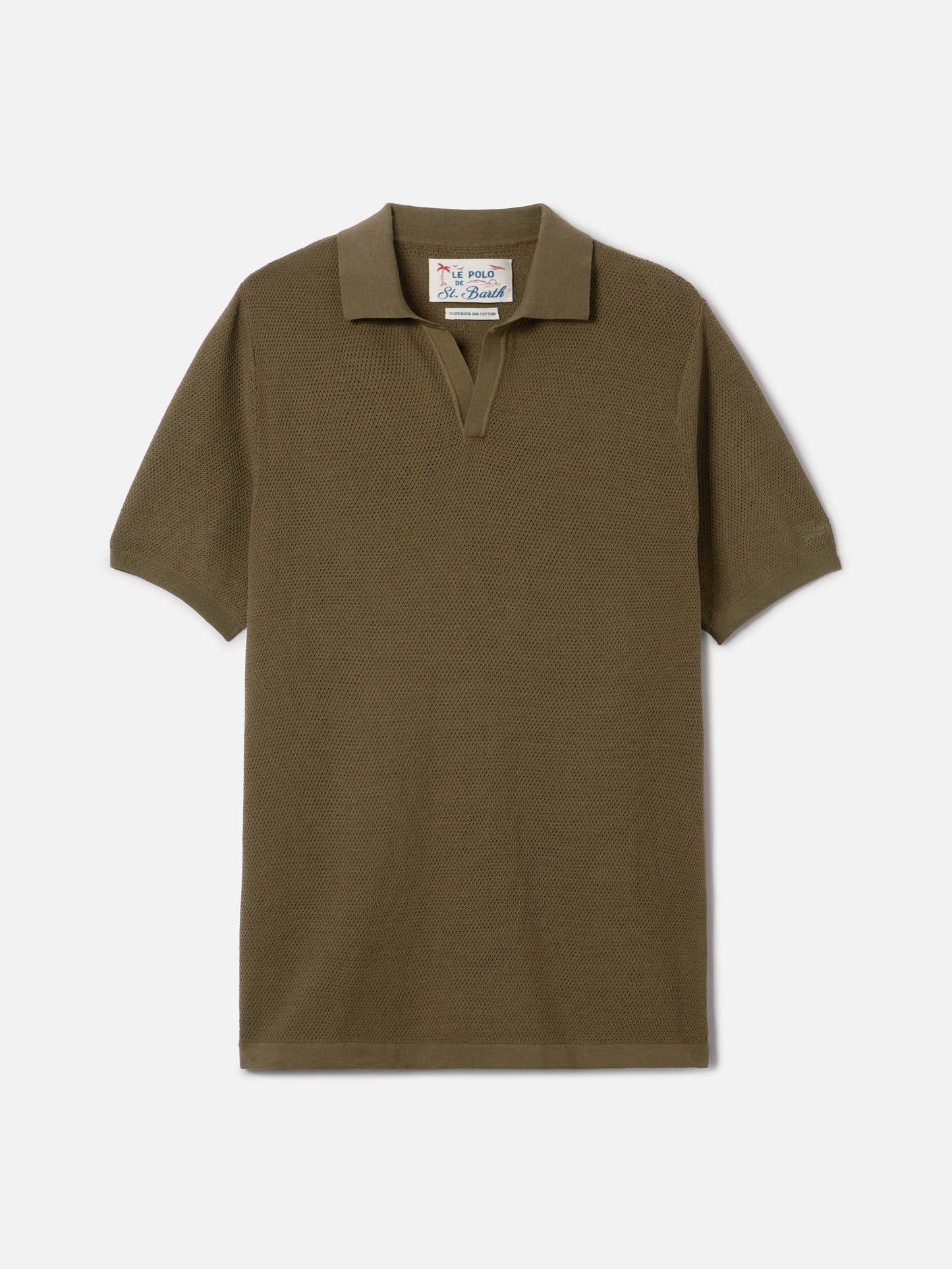 Sloan Mesh military green polo in premium high-twist cotton