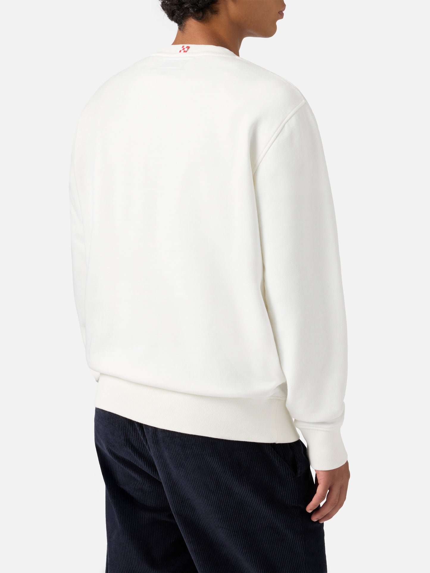 Soho cotton sweatshirt in white with wrist watch print and embroidery